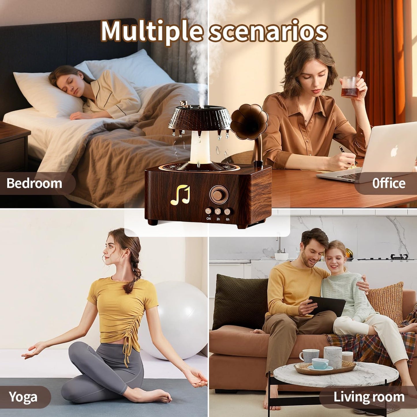 Kaaeiccr Essential Oil Diffuser, Humidifiers For Bedroom, 250ml Cool Mist Rain Diffuser, 7 Colors LED Ambient Light & Auto Shut-Off When Water Runs Out, for Office, Study Room, Yoga, Relaxation & Home