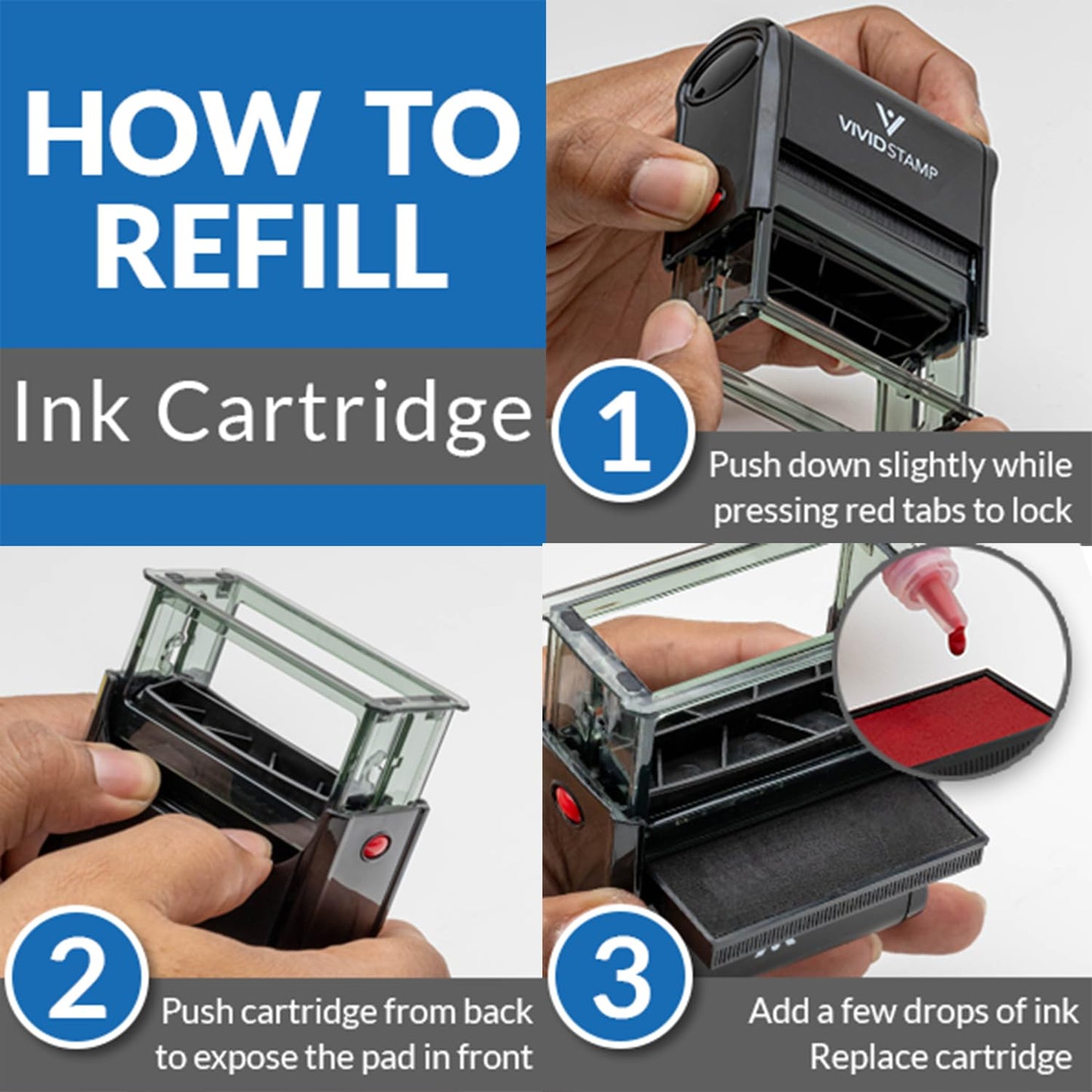 Action Required Office Self Inking Rubber Stamp (Red Ink) - Large