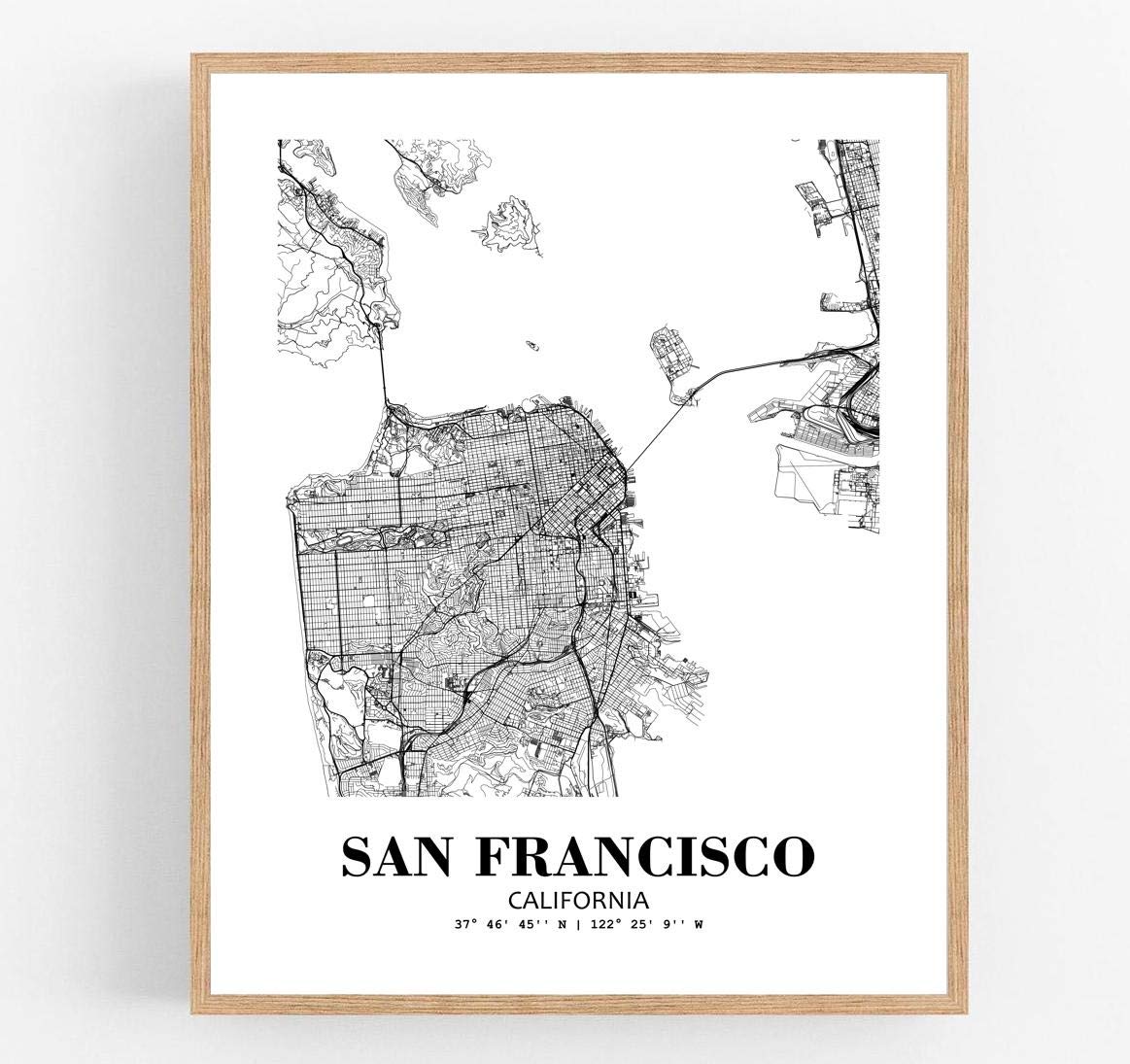 Eleville 8X10 Unframed San Francisco California City View Abstract Road Modern Map Art Print Poster Wall Office Home Decor Minimalist Line Art Hometown Housewarming wgn474