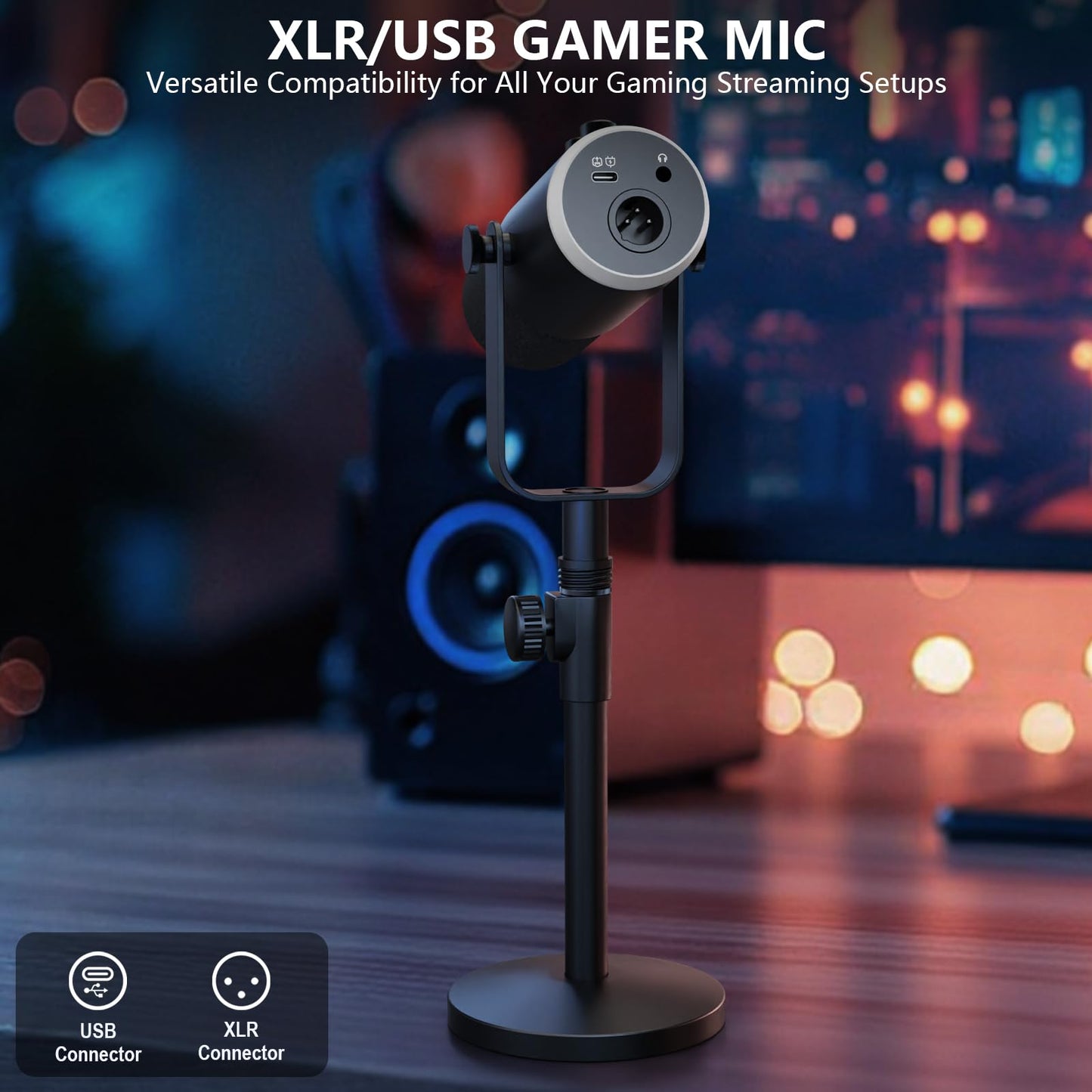Podcast Equipment Bundle for 2, Dynamic XLR/USB Gaming Microphone & Streaming Audio Mixer with RGB Lights, Perfect for Podcast, Recording, Video Vocal, PC