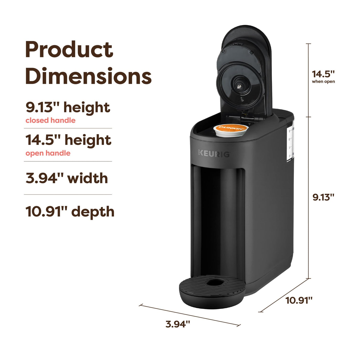 Keurig K-Mini Mate Single Serve K-Cup Pod Coffee Maker, Brews Up to 12 oz Cup, Compact Portable Coffee Machine for Small Spaces, Great for Dorms & Offices, Black