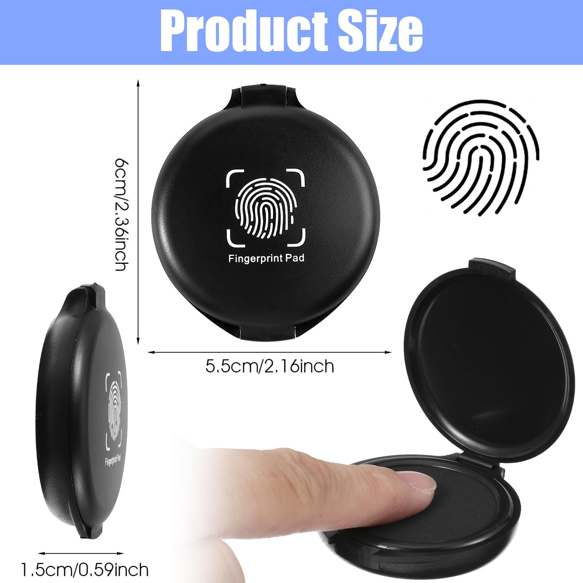 Afcabakila 24PCS Fingerprint Thumbprint Ink Pads, Mini Black Water-Based Ink Stamp Pads for Notary Supplies, Office, ID Security, Law Enforcement, Fingerprint Cards, Home Use Office use
