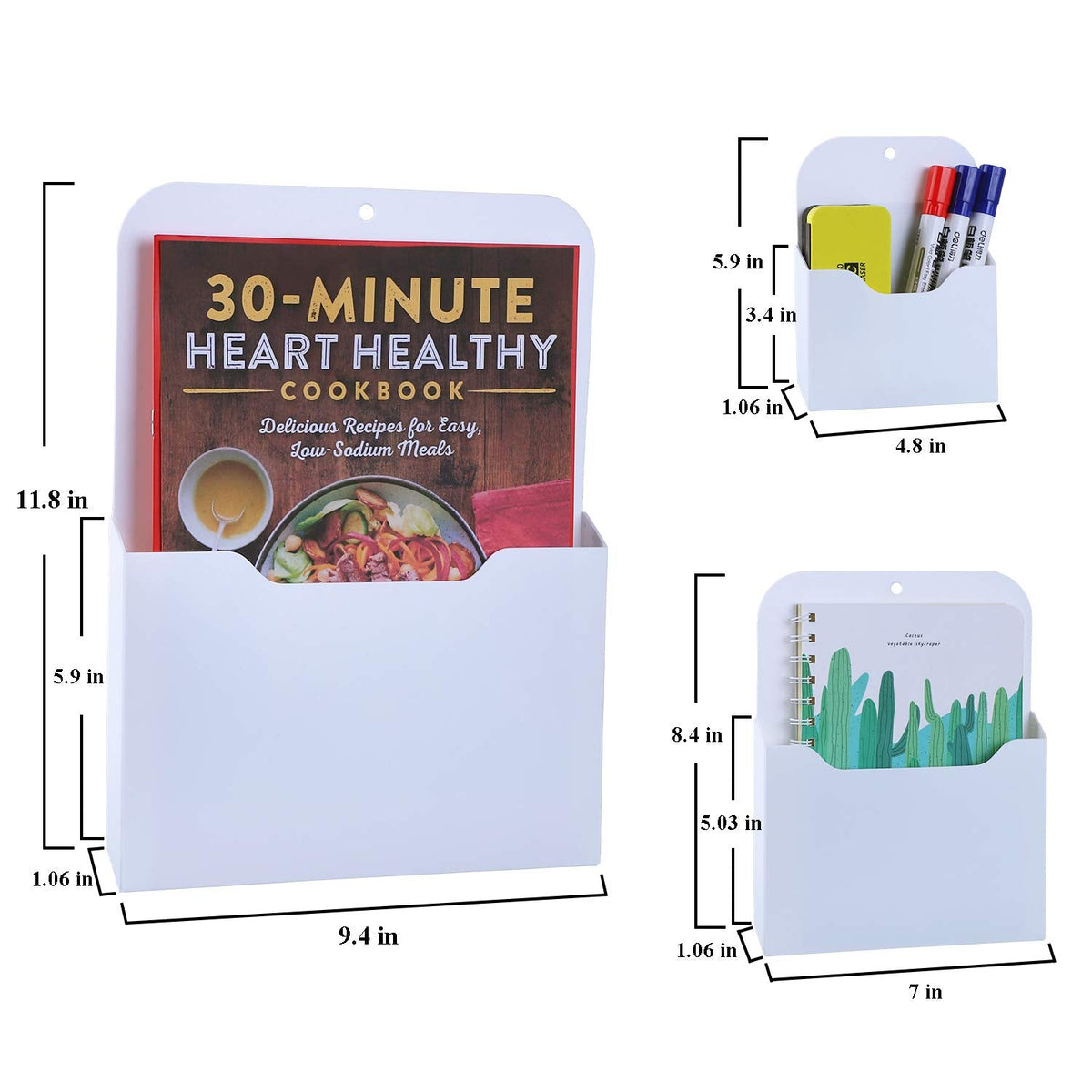 Antner 3 Pack Magnetic File Holder Magnetic Wall File Organizer Refrigerator Storage Pocket Mail Planners Case for Whiteboard, Refrigerator, Metal Locker, L/M/S Size