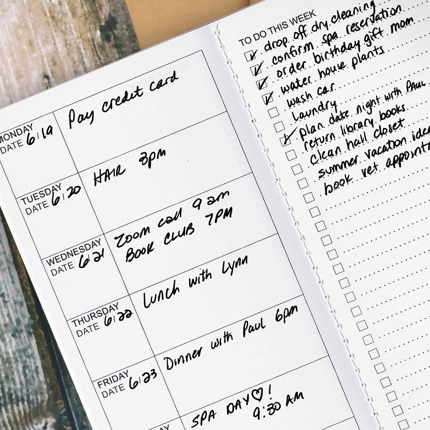 RICCO BELLO Travelers Notebook Refill Inserts, Weekly To Do Undated Calendar, Kraft Cover, 4.25 x 8.25 inches (Set of 3)