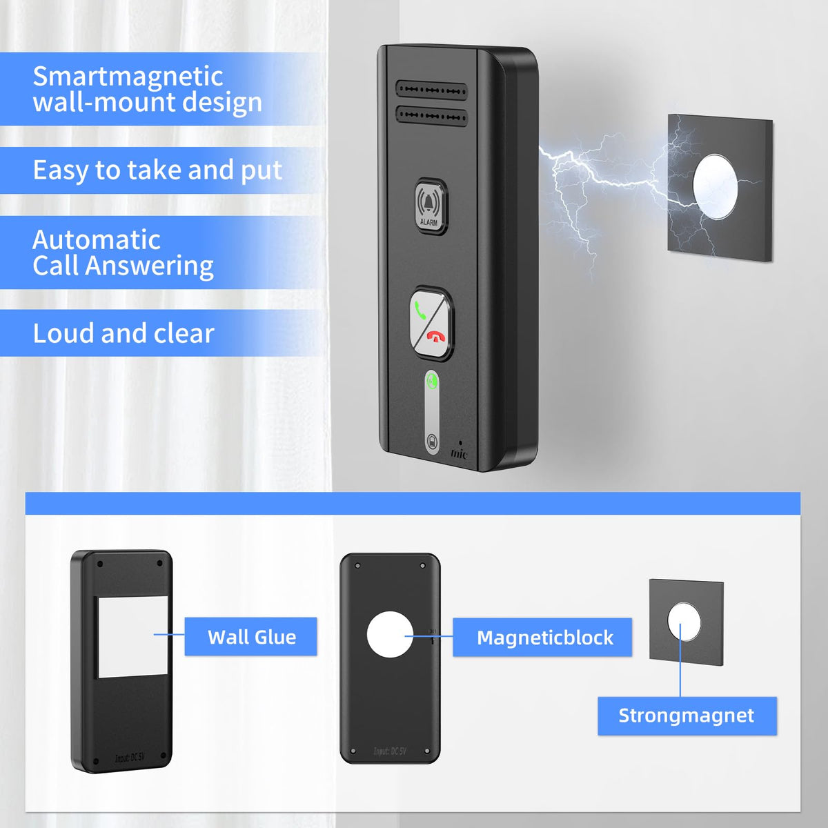 2 Way Intercom for Home 2026 Upgraded, Portable Wireless Intercom System for House with 5 Level Volume and Ringtones Adjustment Rechargeable for Hospital Hotel Office Business 3 Pack(Black)