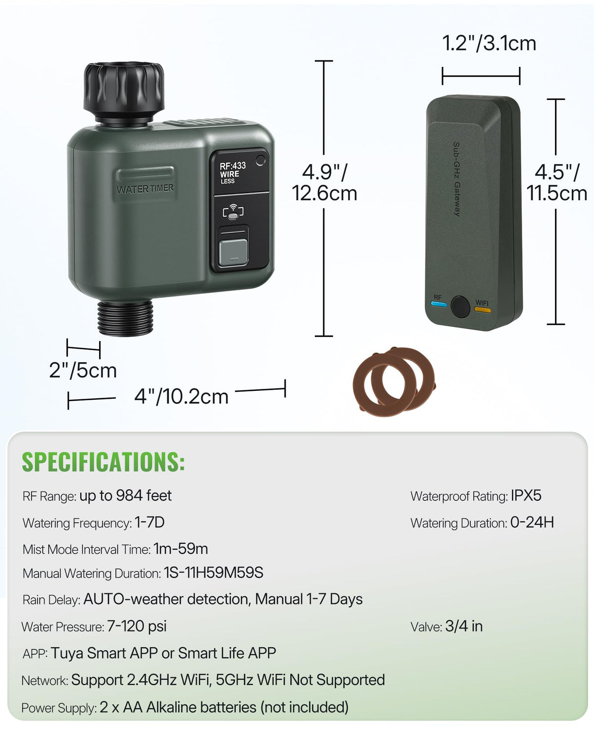 WILAWELS WiFi Water Timer for Garden Hose, Sprinkler Timer 1 Zone, Smart Hose Water with WiFi Irrigation Controller,Voice Control RF433 Automatic Irrigation System/Rain Delay/Manual Watering D31WT06