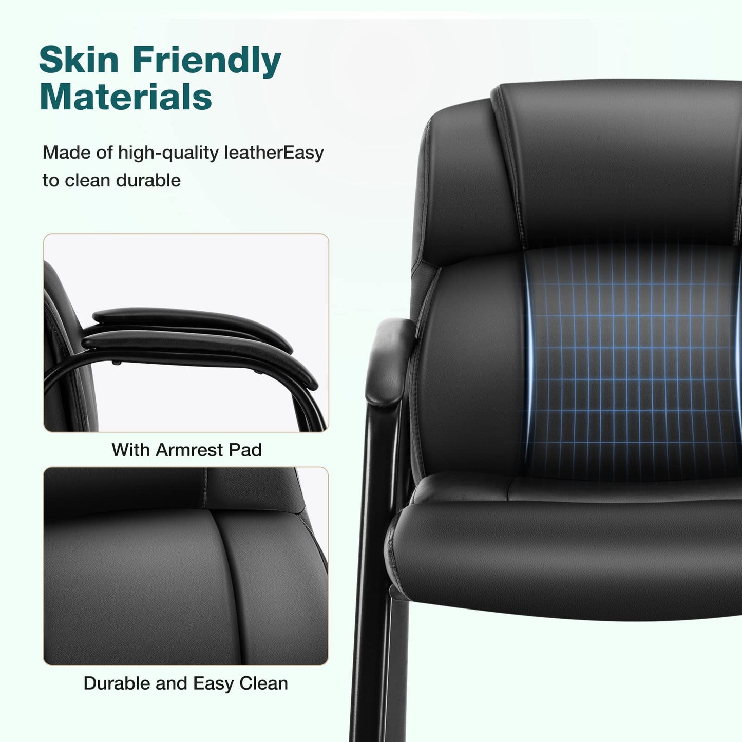 OLIXIS Waiting Room Reception Chairs Set of 8, Leather Office Desk Guest Stationary Side Chair with Padded Arms for Home Conference Lobby Area Meeting Church Medical Clinic Elderly Student