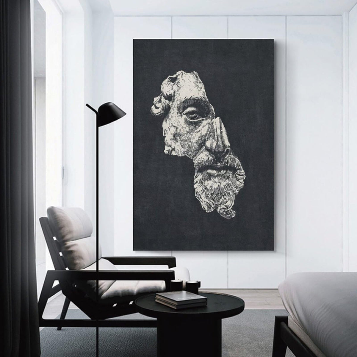 Marcus Aurelius Antoninus Ink Dark Stoic Philosophy Portrait Canvas Printing Wall Art Prints Wall Decor Posters Scandinavian Bohemian Living Room Bedroom Office Study 16x24inch(40x60cm)