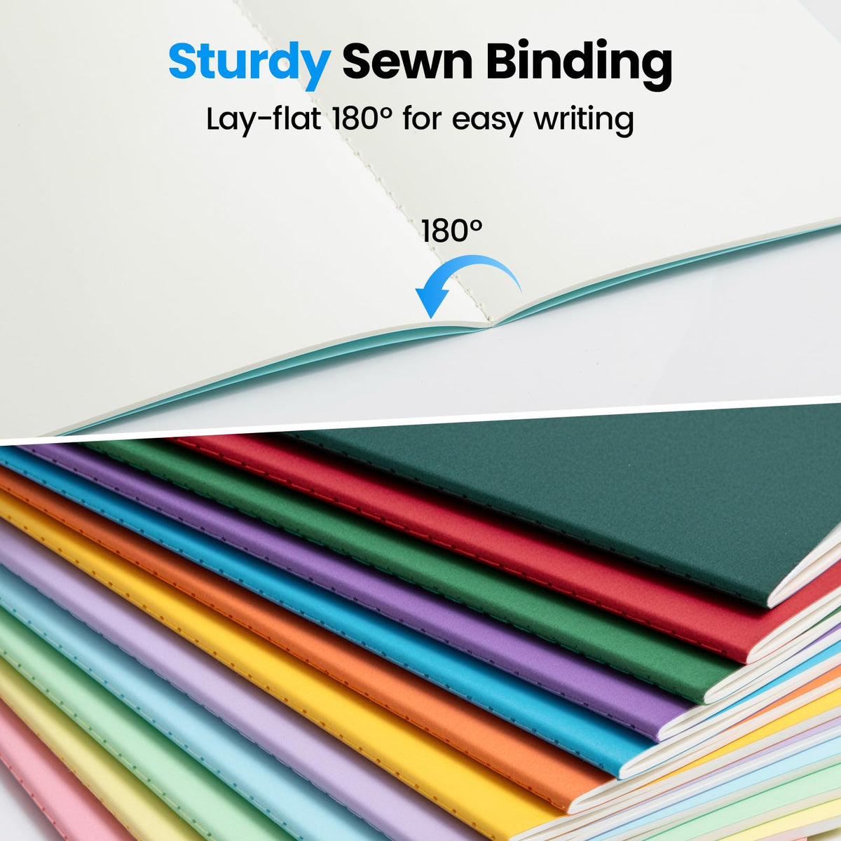 Foliom 12 Pack A5 Colorful Notebooks – Blank Journal Bulk Set, 12 Colors, 230g Thick Kraft Cover, 60 Pages, 8.3x5.5 Softcover – Stitch Bound, Lays Flat, Cream Paper, No Bleed
