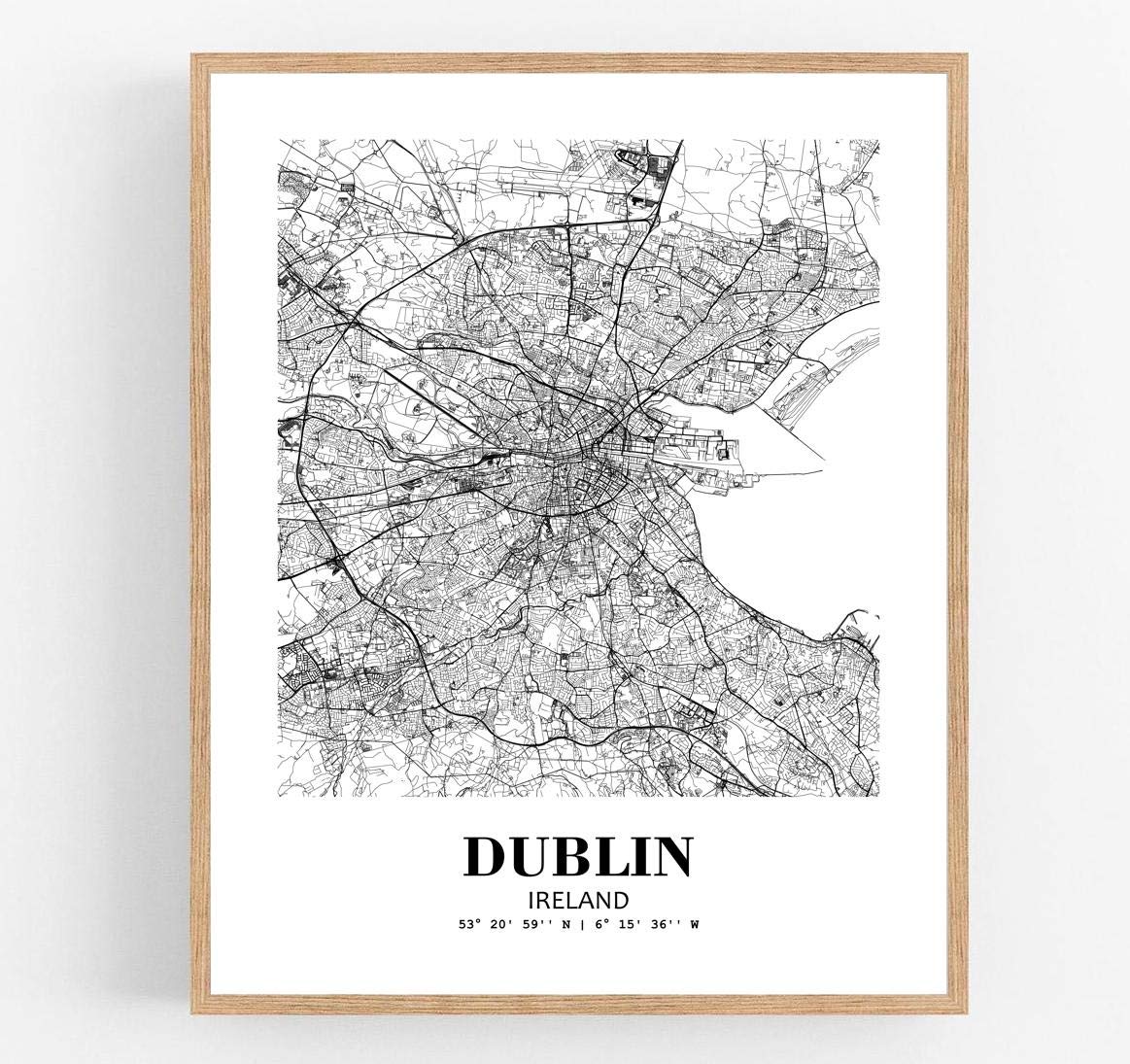 Eleville 8X10 Unframed Dublin Ireland City View Abstract Road Modern Map Art Print Poster Wall Office Home Decor Minimalist Line Art Hometown Housewarming wgn312
