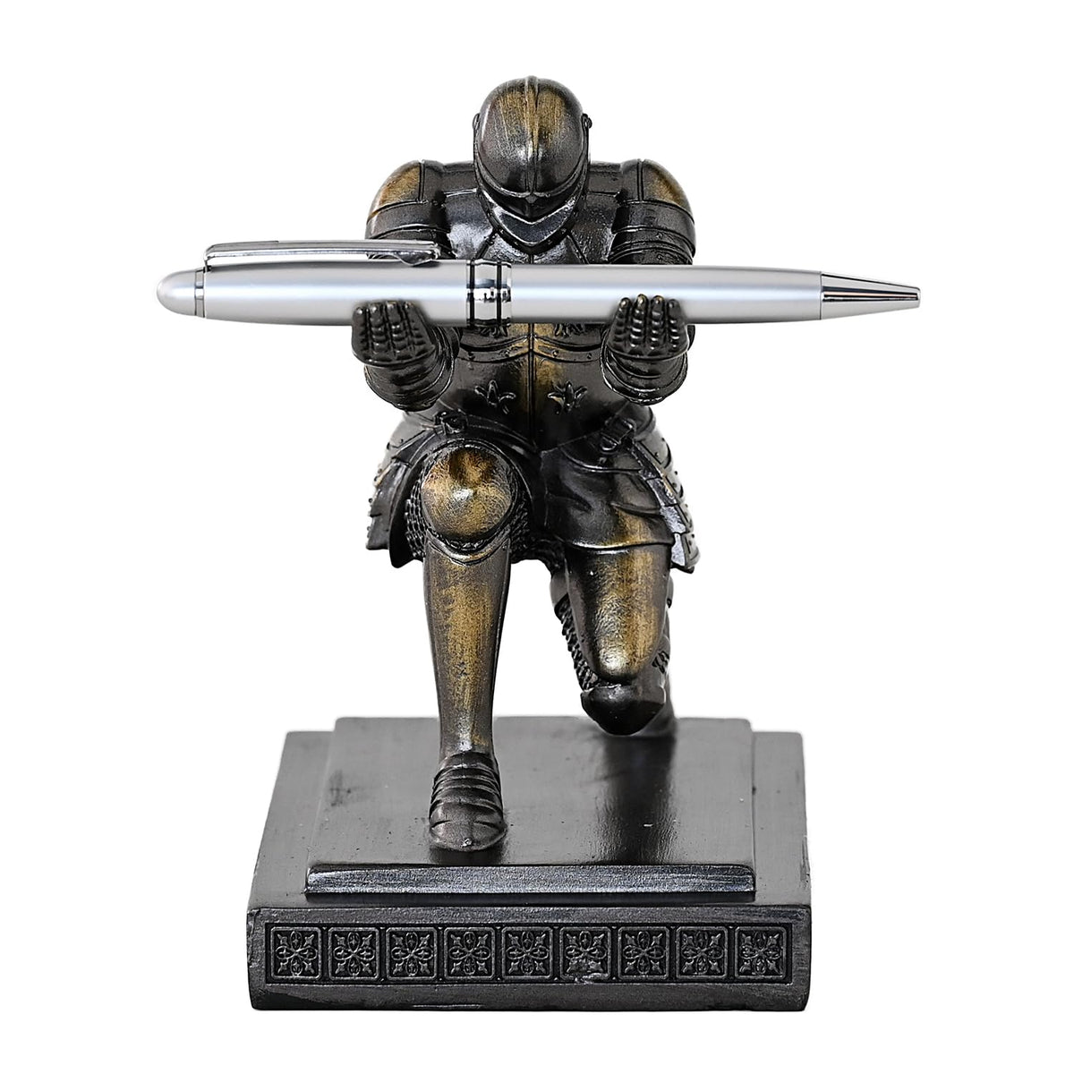 Amoysanli Executive Knight Pen Holder Decorative Resin Pen Holders For Desk Organizer Cool Ornament Gift For Office and Home (Iron)