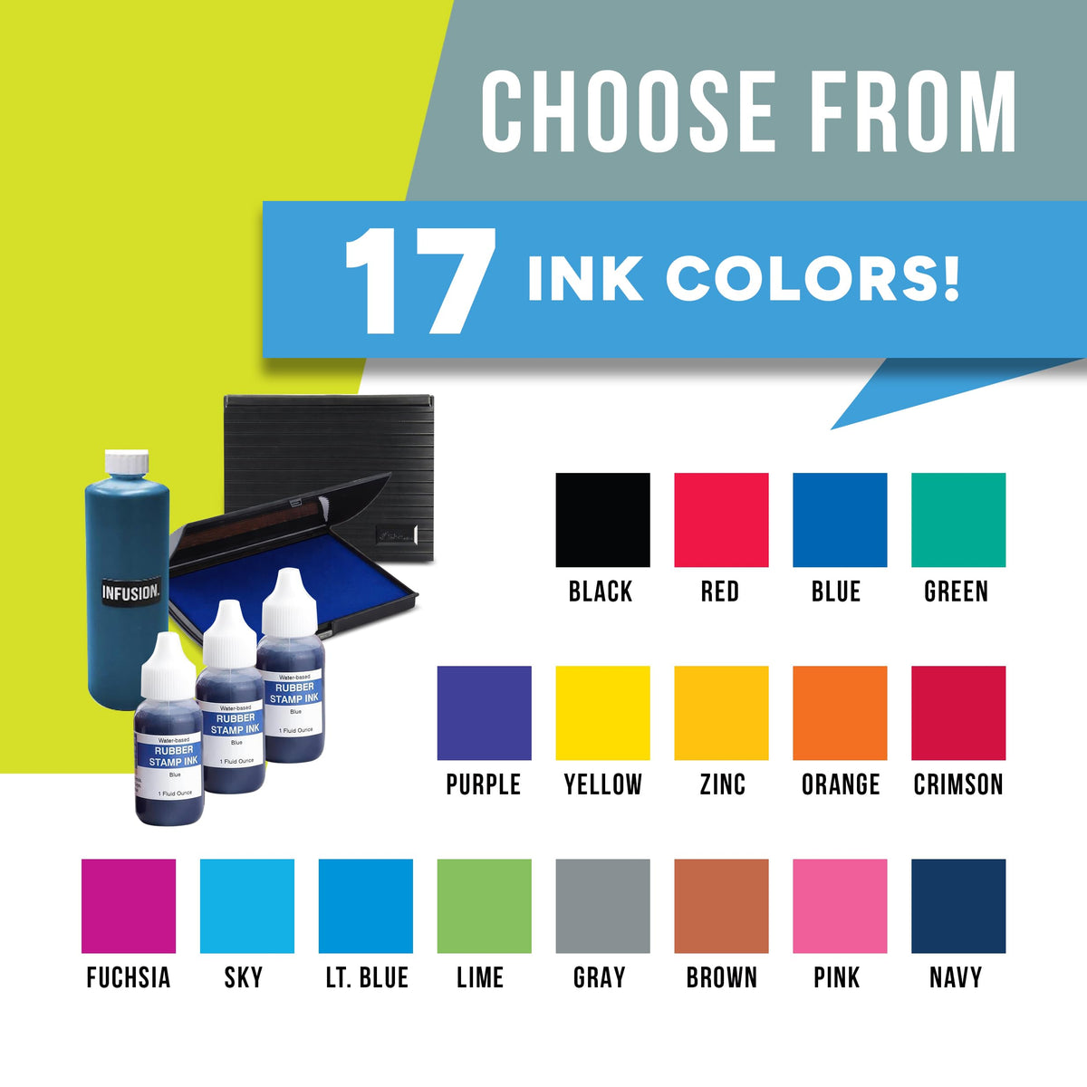 Infusion Large Stamp Ink Pad 5" x 7" – Navy Blue Ink Pad for Rubber Stamps, Even Coverage, Crisp Impressions, Long Lasting for Office, Business, Mailing & Craft Use