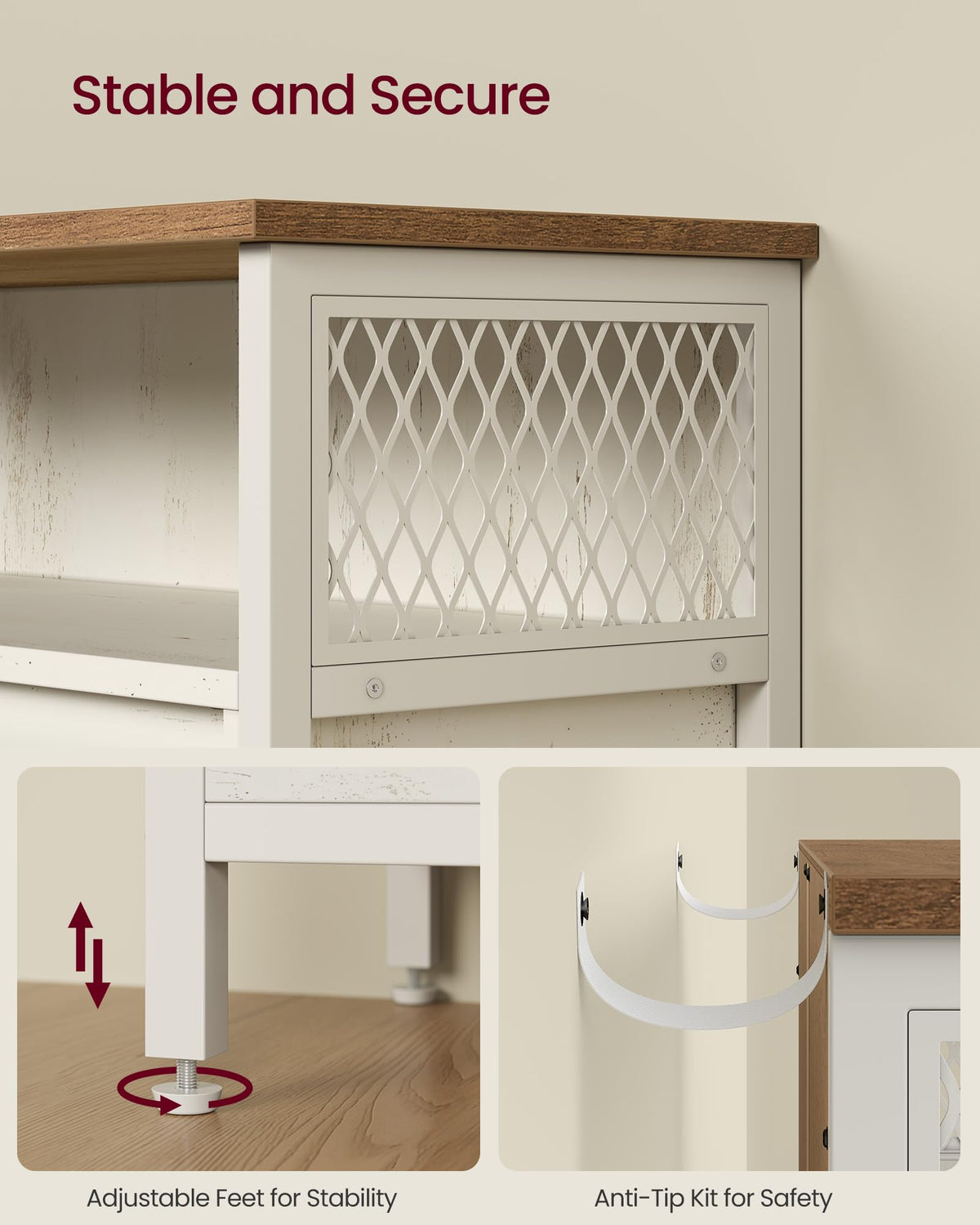 VASAGLE Buffet Cabinet, Coffee Bar Storage Cabinet, Sideboard with 1 Sliding Barn Door, Adjustable Shelves, 11.8 x 27.6 x 31.5 Inches, for Living Room, Rustic White and Honey Brown LSC089WJ02S