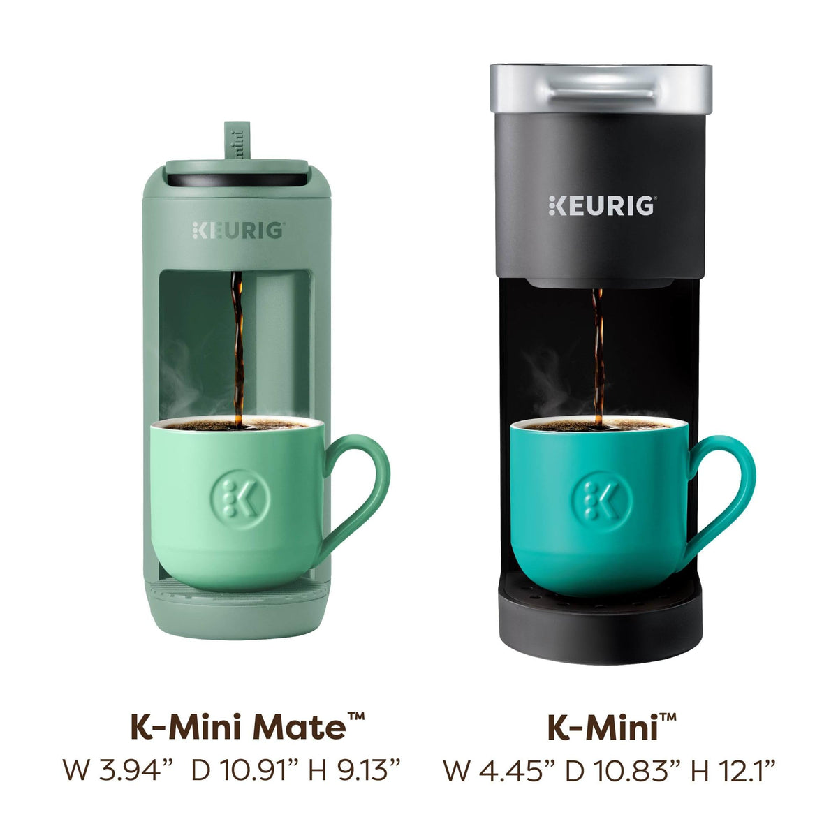 Keurig K-Mini Mate Single Serve K-Cup Pod Coffee Maker, Brews Up to 12 oz Cup, Compact Portable Coffee Machine for Small Spaces, Great for Dorms & Offices, Glamping Green