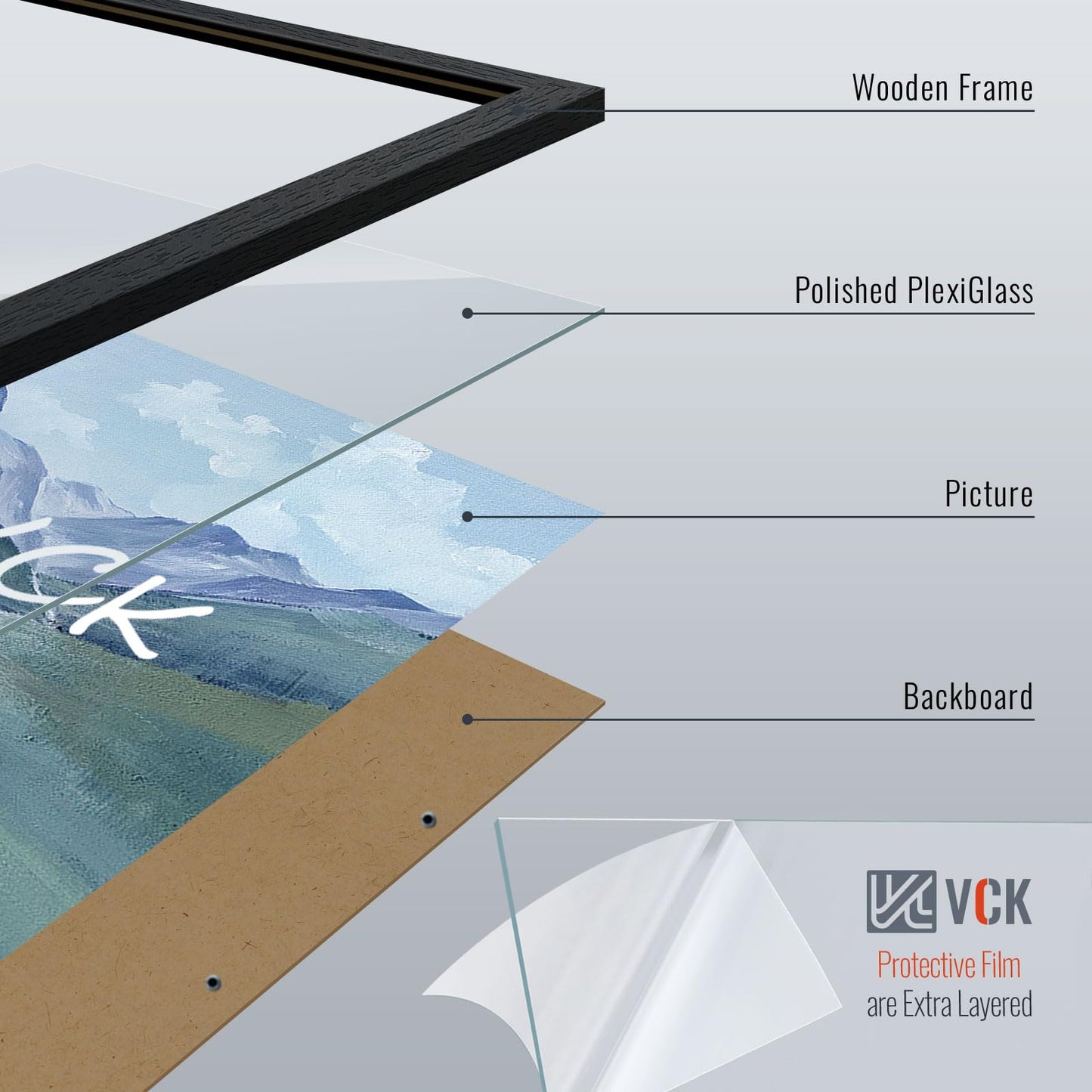 VCK 13x19 Picture Frames Black Set of 6, Wide Border Wood Poster Frame, Multi-Directional Display Family Photos, Office Prints, Studio/Gallery Artwork, Woodgrain Series, Wall Hanging