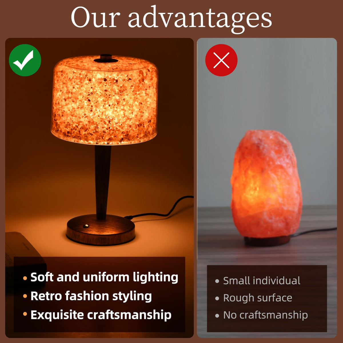 azhongxus Salt lamp with Touch dimmer Control USB Himalayan Salt lamp Natural Rock lamp high Transparency PC lampshade (excluding USB Adapter)