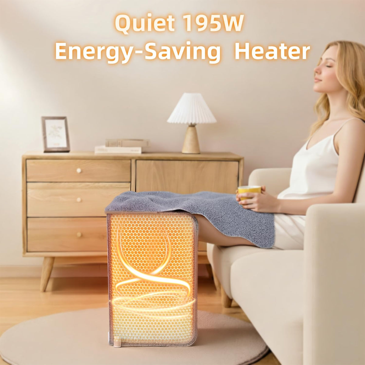 Under Desk Heater, 195W Energy-Saving Foot Warmer with Heating Pad for Feet, Electric Foot Warmer Under Desk 5 Heat Levels, 2 to 8H Timer Quiet Fanless Foot Heater for Office Home Dorm Chochoyah