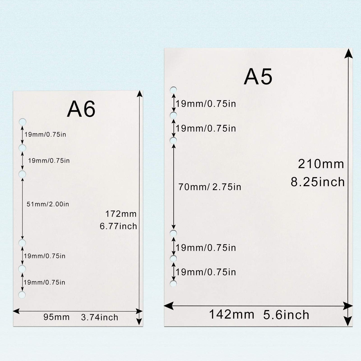 A6 Refill Paper, [3 Pack] Toplive 100GSM Thick Refillable Blank Paper 6 Hole Filler Inserts Loose Leaf Paper 135 Sheets (270 Pages) for 6 Ring Binder Journal Notebook