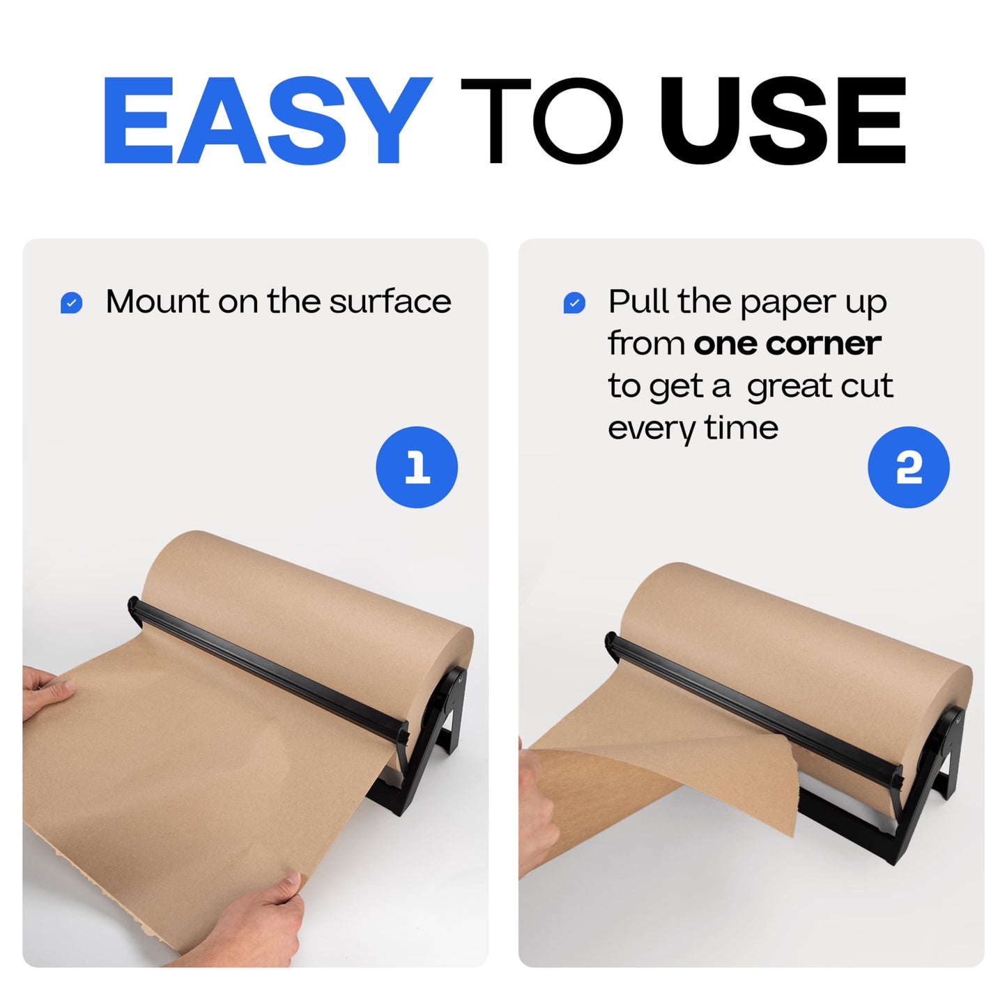 IDL Packaging 48" Kraft Paper Roll Dispenser & Cutter for Rolls up to 48" Wide and 9" in Diameter - Wall & Tabletop Reinforced Steel Paper Holder with a Cutter - for Kraft and Butcher Paper