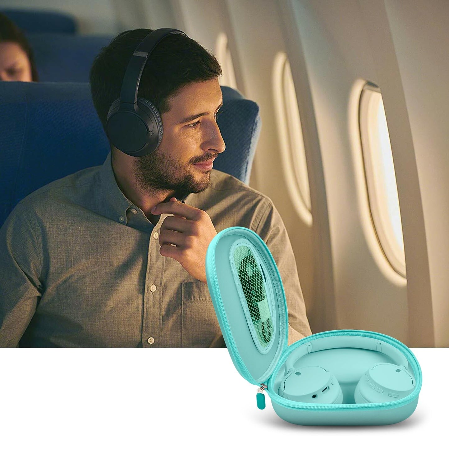 PAIYULE Headphone Case for Sony WH-CH720N WH-CH520 WH-1000XM4 for Soundcore Q20i Q20 Q30 for JBL Tune 720BT 510BT Noise Canceling Headphones, Wireless Headset Travel Bag (Box Only)(Green)