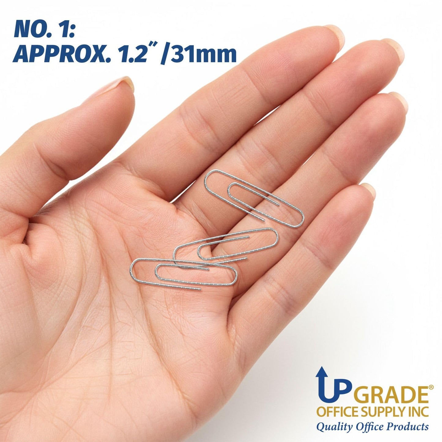 Upgrade Office Supply No. 1 Non Skid Paper Clips, 1.2 Inch, 3000 Count (30 Boxes of 100), Silver, Made in USA
