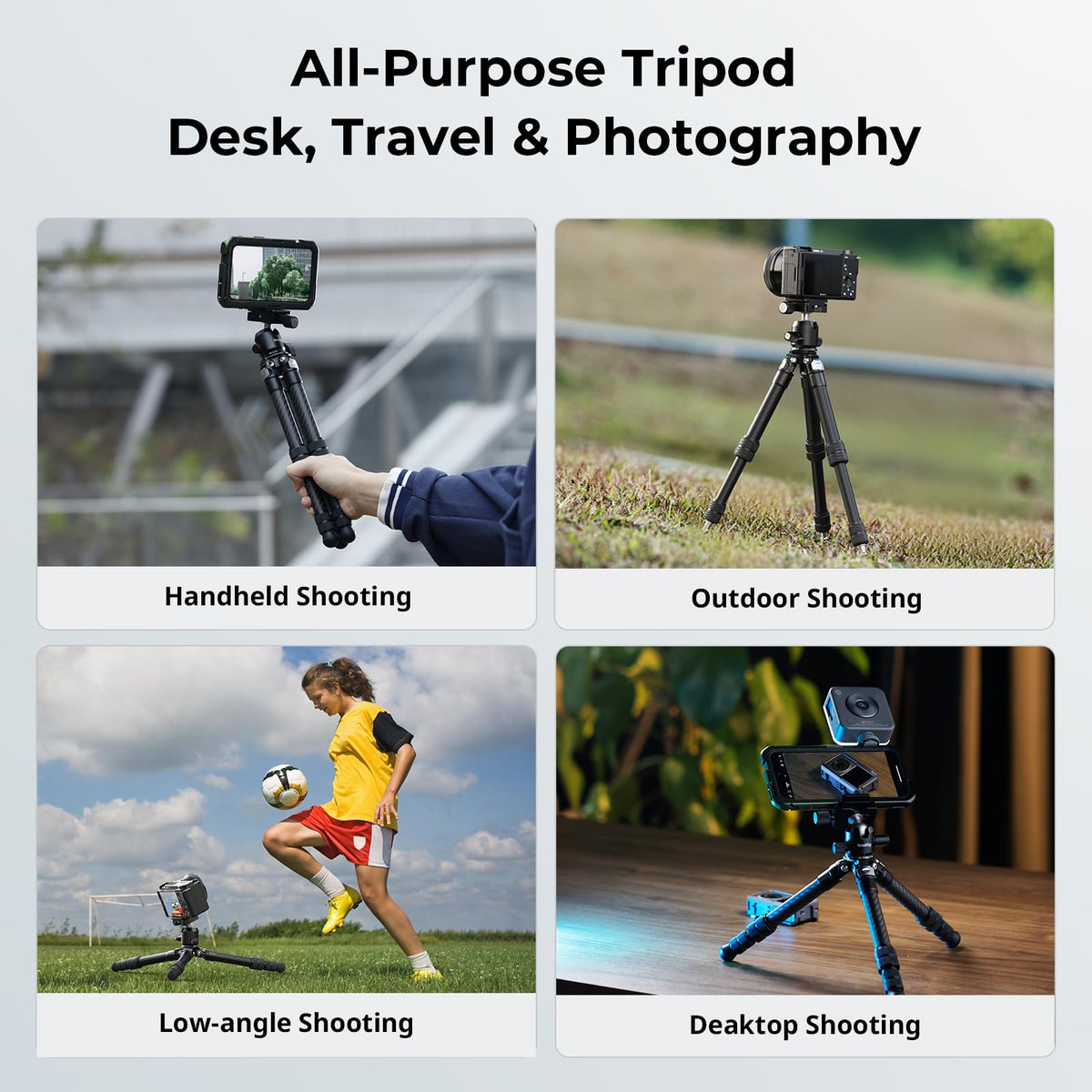 SmallRig Carbon Fiber Mini Desktop Tripod, 15.5'' / 39.5cm Compact Pocket Tabletop Tripod Kit with 360° Ball Head, Built-in QR Plate for Arca, Ball Head Capacity 3kg / 6.6lb for Cameras, DSLRs, Lenses