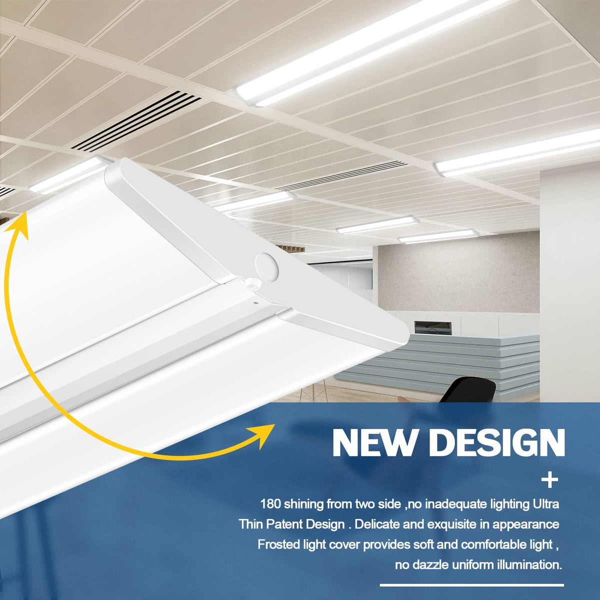 AntLux 72W 4FT LED Wraparound Office Light, Ultra Slim LED Garage Shop Lights Flush Mount, 8000 Lumens, 4000K, No Glare, 4 Foot Wrap Puff Ceiling Lighting Fixture, Fluorescent Tube Replacement, 4 Pack