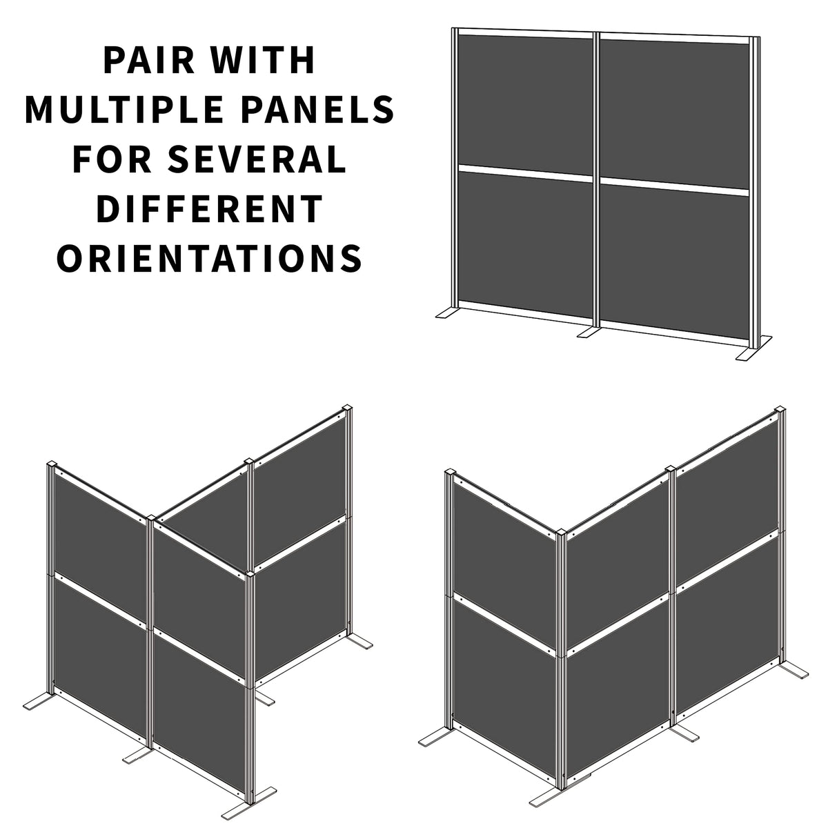 VIVO Modular Wall System, 2 PET Panels, Modern Professional Office Cubicle Dividers, Freestanding Privacy-Screen, 66 inches High, Dark Gray, PP-MWS63D