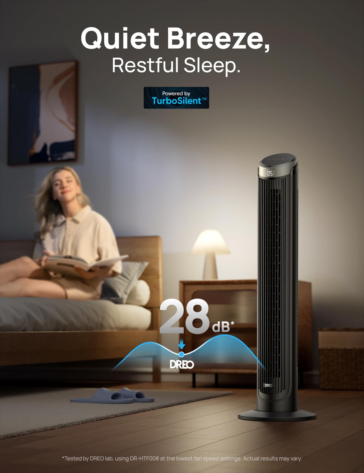 DREO Tower Fan for Bedroom, 90° Oscillating Fans that Blow Cold Air, 5 Speeds, 4 Modes with 26ft/s Velocity, 12H & 28dB Quiet Timer, Remote, Touch, 40" Standing Floor Fan for Home Office, Black