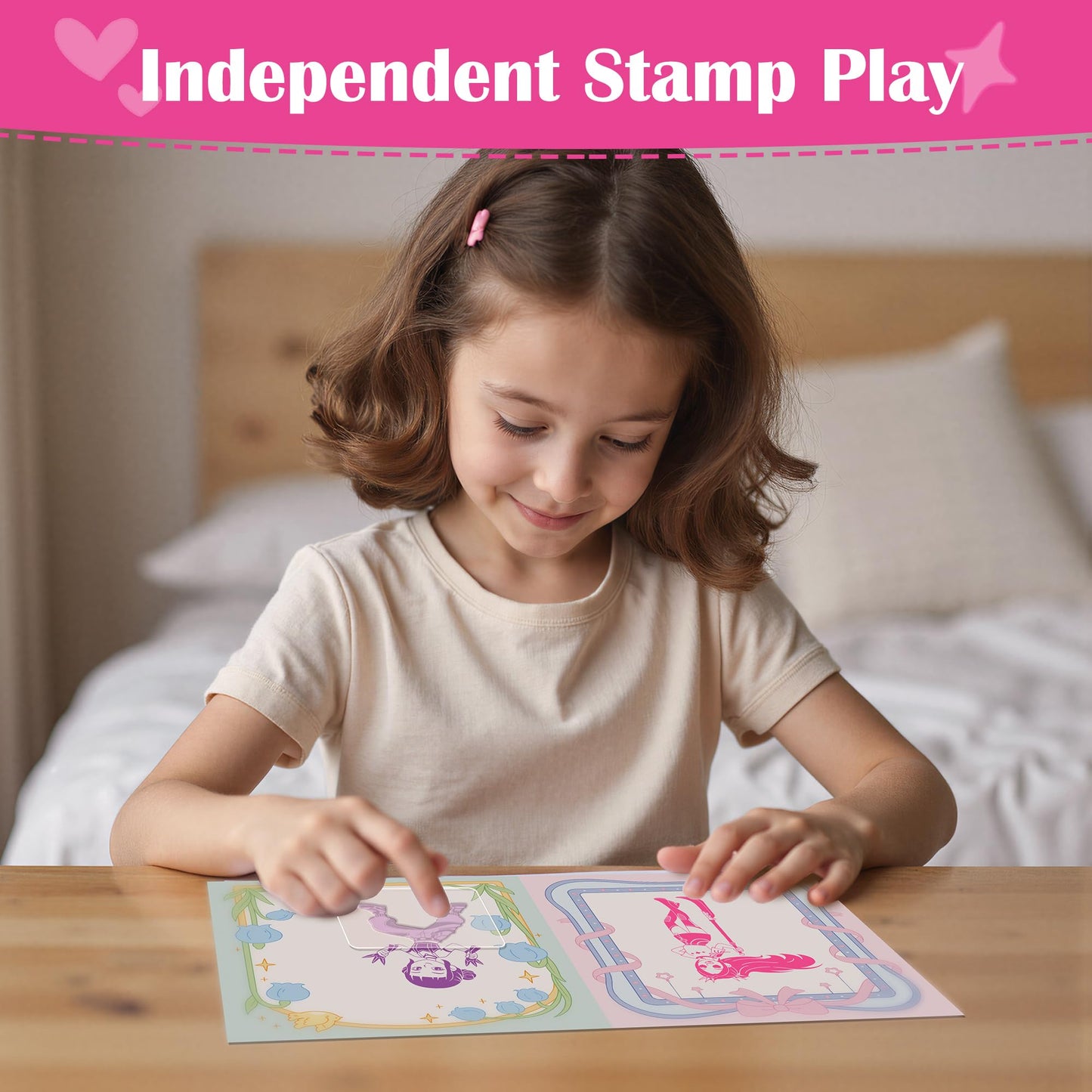 Timetome K-Pop Aesthetic Stamp Set for Kids, Interchangeable Dress-Up Stamps with 22 Designs, DIY Creative Art Toy, Washable Ink, Role Play & Fashion Play, Birthday Gift for Girls & Boys Ages 3–12