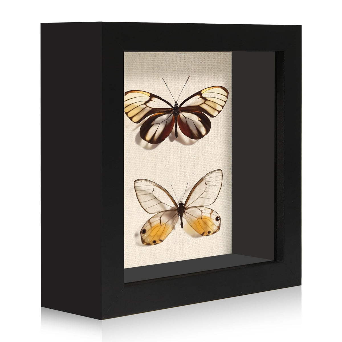 CCDCC 5x5 Small Shadow Box Picture Frame Display Case with Soft Linen Back, Black Wooden Memory Shadow Box Frame with Tempered Glass Cover for Wall or Tabletop Display