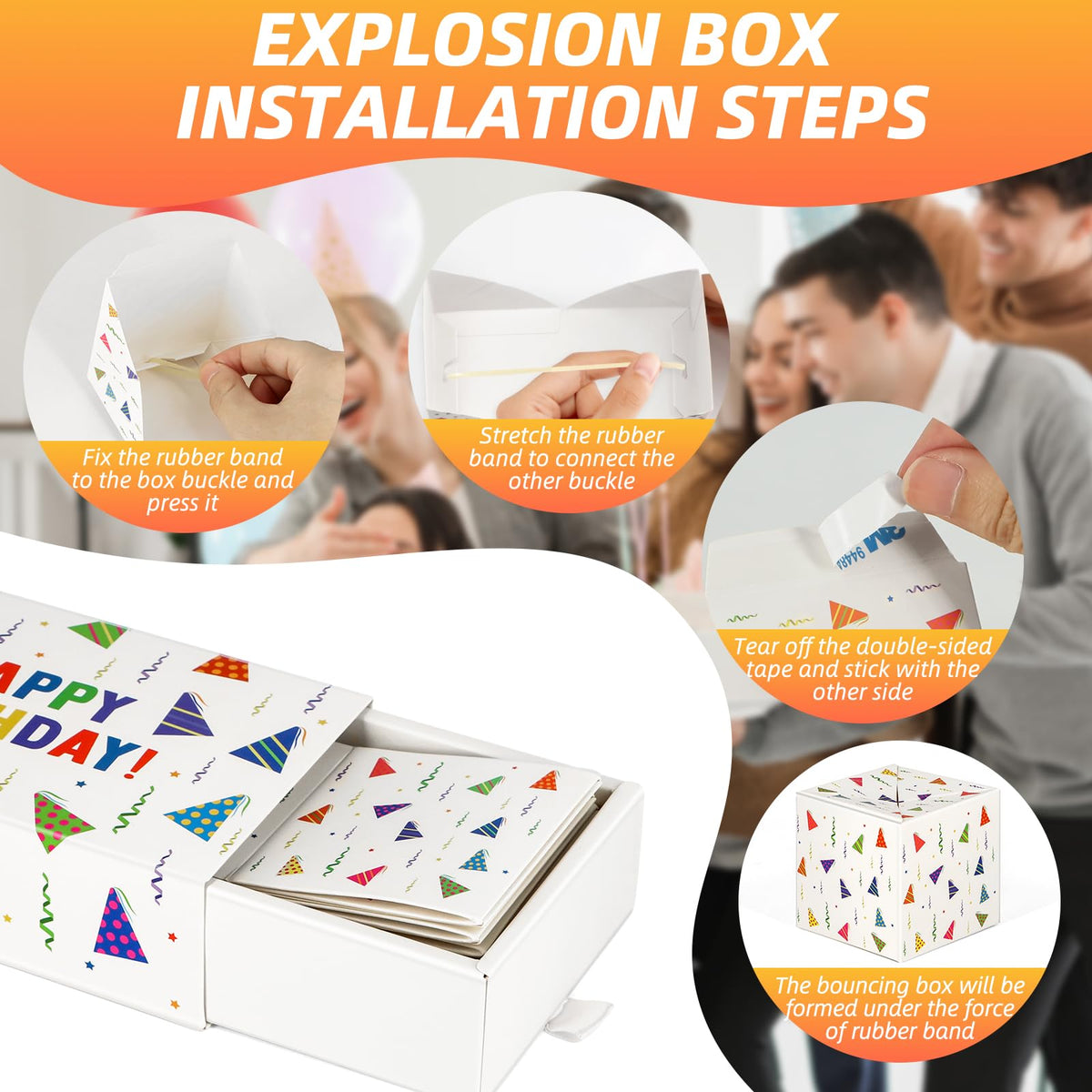 Giftota Happy Birthday Surprise Gift Box Explosion for Money, Money Gift Box Explosion with Confetti, Pop Out Money Gift Box, Money Box for Cash Gift, Cash Explosion Gift Box for Women Men Kids