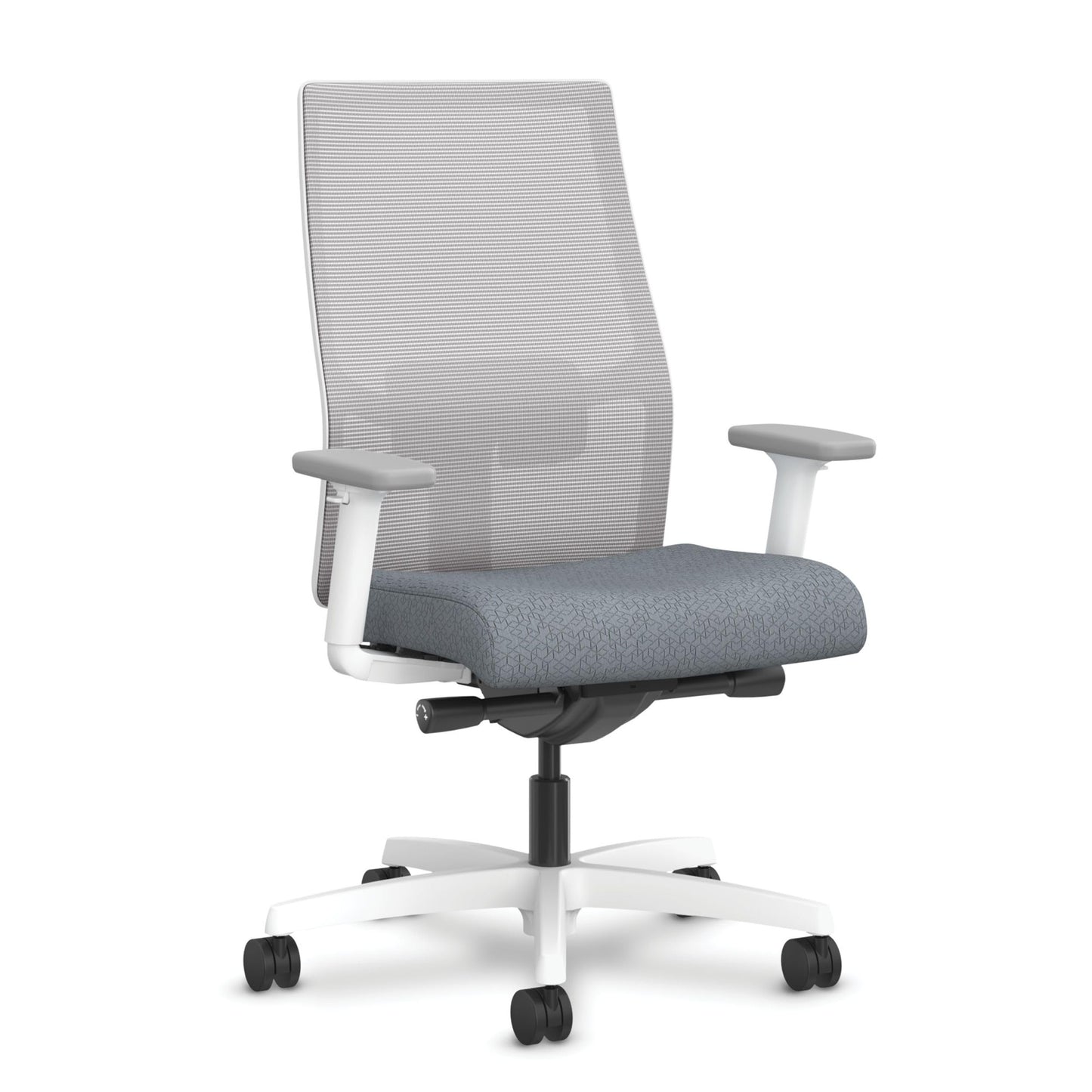 HON Ignition 2.0 Ergonomic Mesh Office Chair, Mid-Back, Synchro-Tilt, Home Office Desk Chairs, Basalt Seat Fabric, Fog Mesh, White Frame, Titanium Grey Adjustable Lumbar