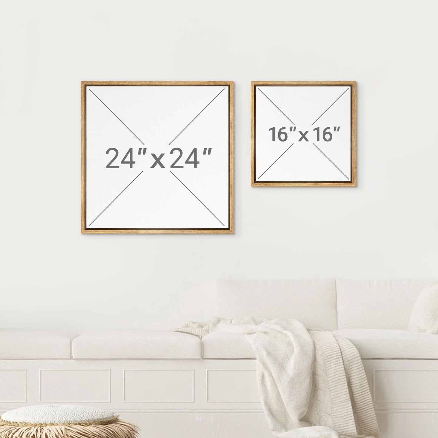 SIGNWIN Framed Canvas Print Wall Art Minimalist Beige Abstract Neutral Tone Illustration Modern Art Decorative Nordic Minimal Calm/Zen for Living Room, Bedroom, Office - 16"x16" Natural