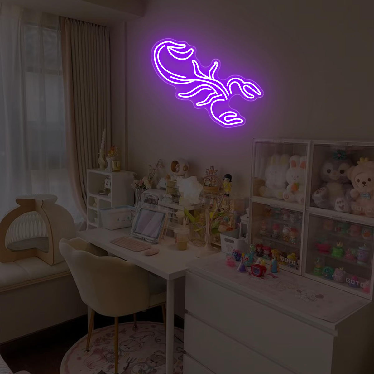 Scorpion LED Neon Sign Wall Art for Bedrooms, Gamer Rooms, Decor for Scorpios, Gift for Astrology Fans, Zodiac LED Sign, Purple Neon, Dimmable Neon Light, USB Powered Neon