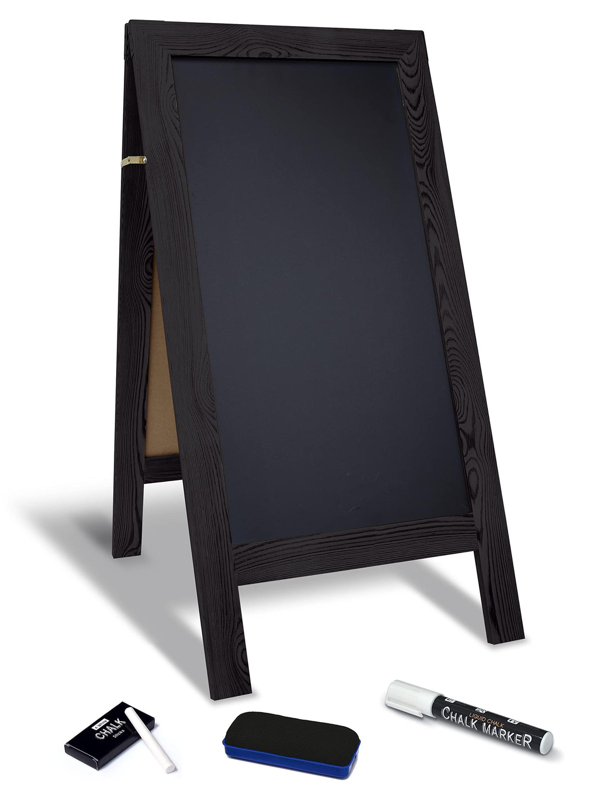 Better Office Products Magnetic A-Frame Chalkboard Sign, Extra Large 20" x 40", Standing Chalkboard Easel, with Chalk Marker + Chalk & Eraser, Sandwich Board Outdoor Sidewalk Sign,(Black)