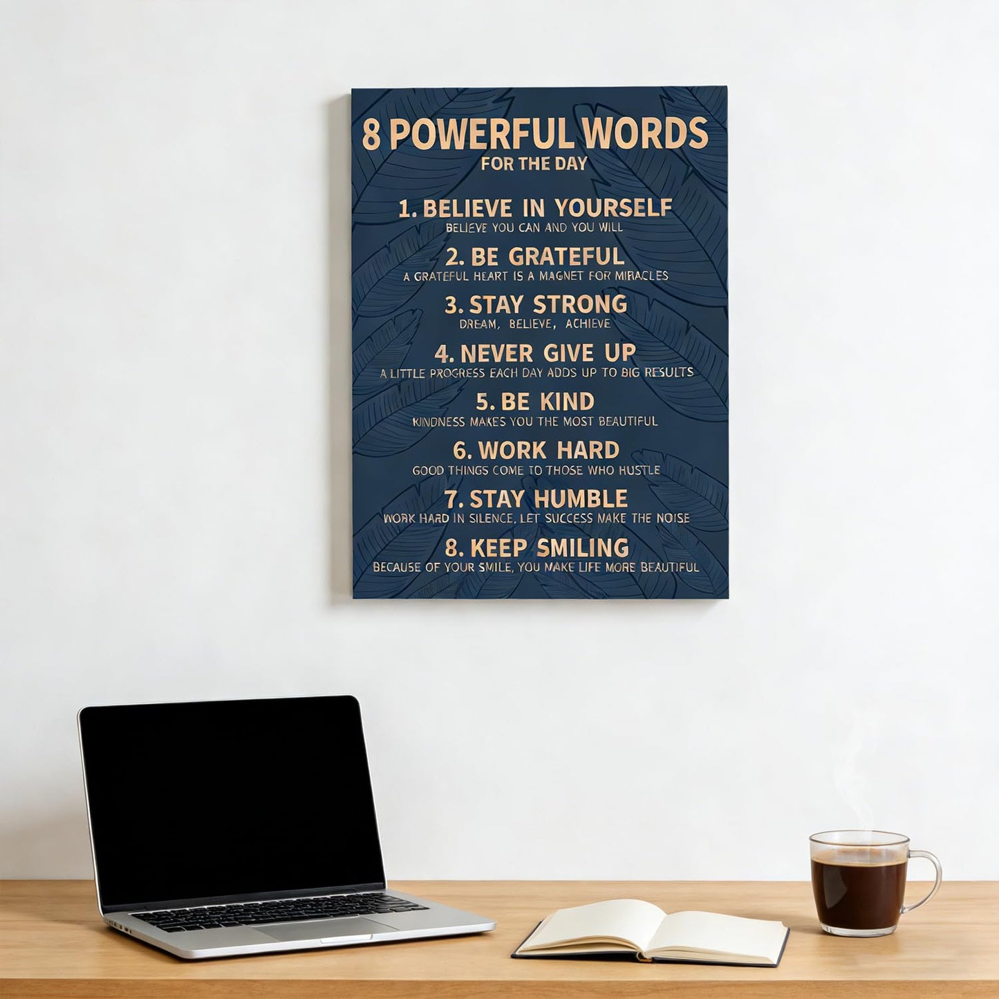 8 Rules of Life Canvas Wall Art Motivational Office Painting Picture Wall Decor Inspirational Positive Sayings Poster Print Artwork for Office School Library Decor 12x16 in Wrapped Canvas