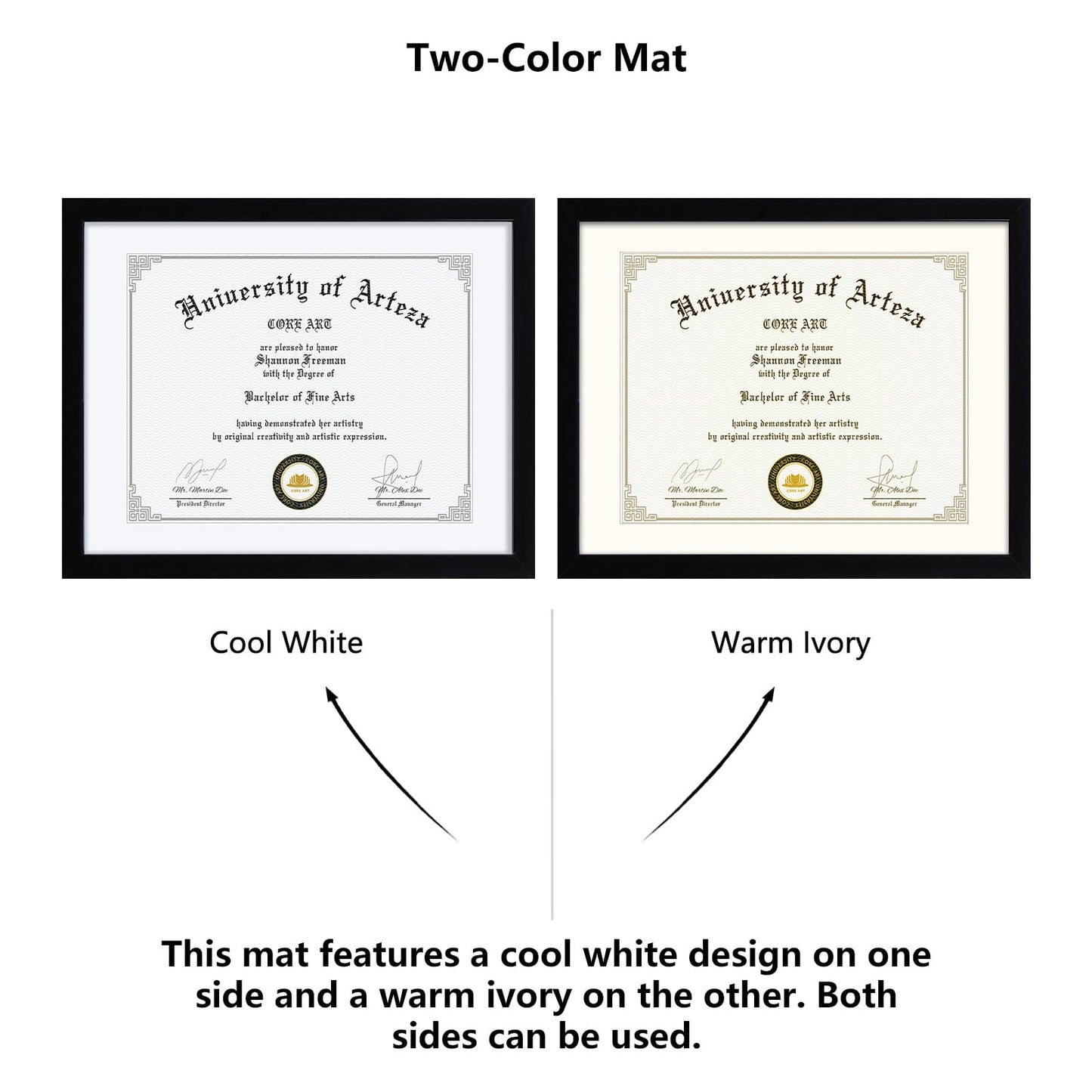 CORE ART 11x14 Black Certificate Frames with Mat,Display Diploma 8.5 x 11 or Document 11 x 14 without Mat,Multipack College Degree Frames for Wall or Tabletop Display,Set of 4