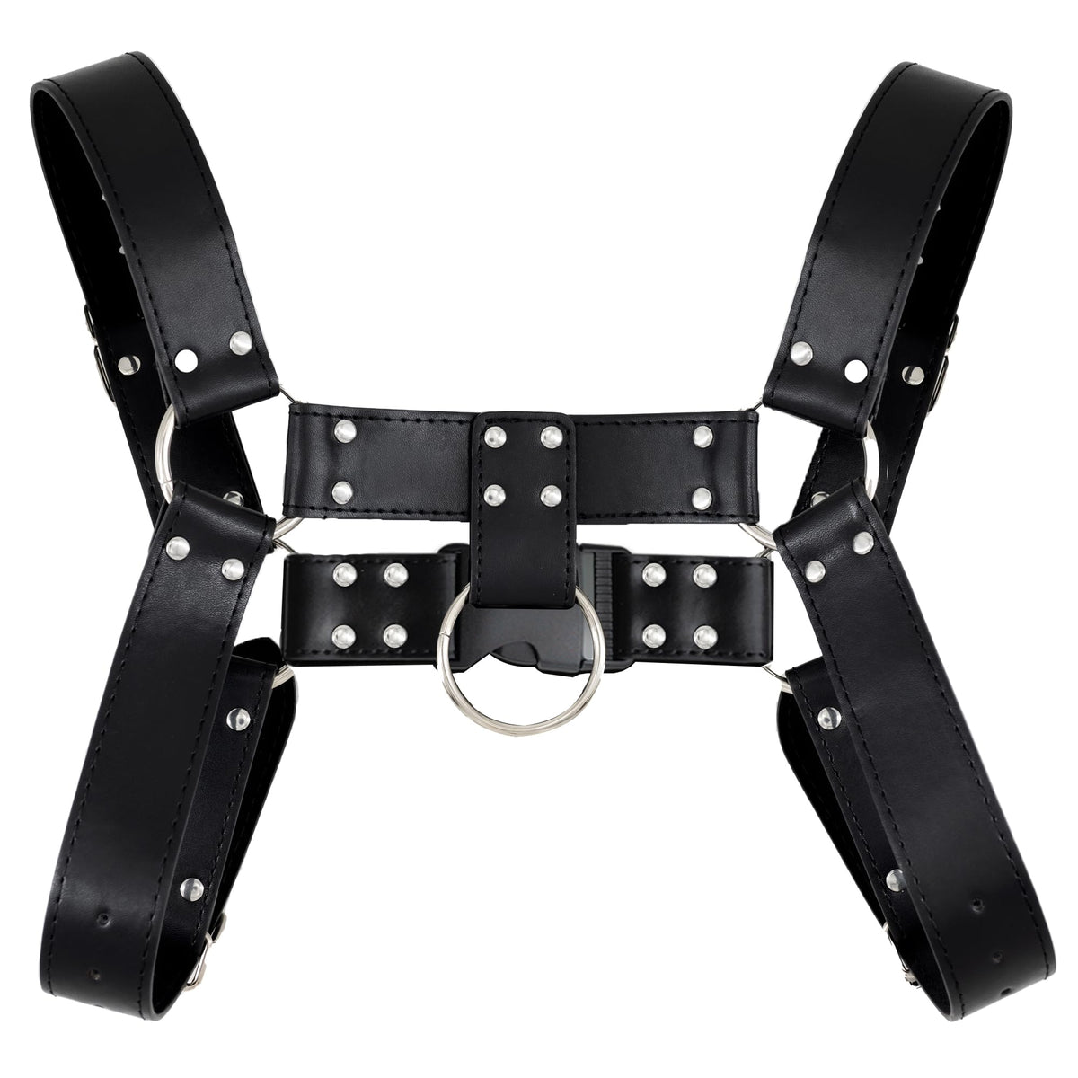 Handmade Punk Men's PU Leather Harness - Adjustable Straps with Alloy Buckles, Unique Gothic Fashion Accessory (Quick-release buckle)