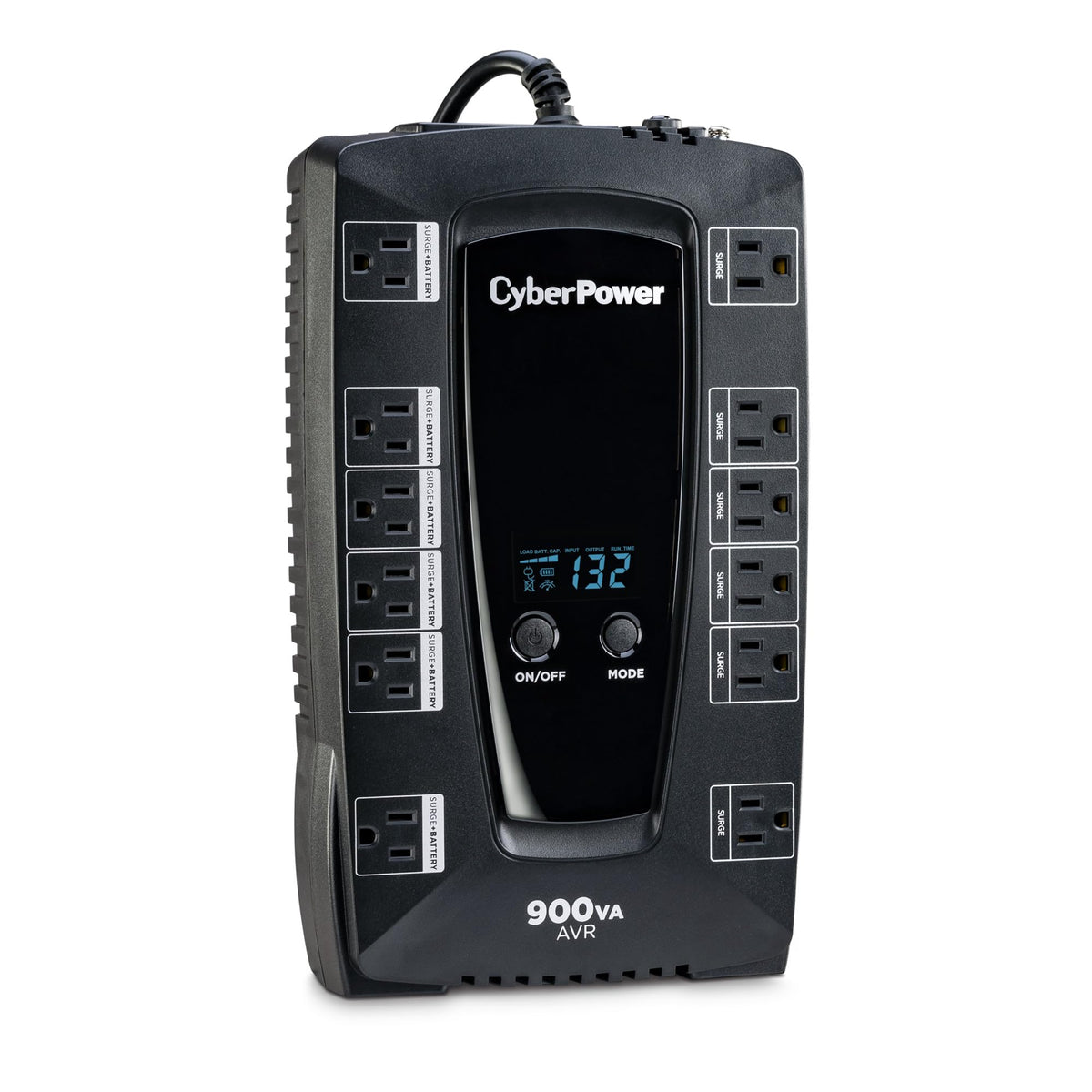 CyberPower AVRG900LCD Intelligent LCD UPS System, 900VA/480W, 12 Outlets, AVR, Compact