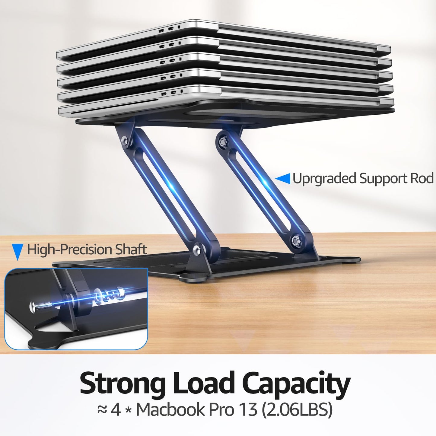 Urmust Laptop Notebook Stand Holder Adjustable Laptop Stand Portable Computer Riser Compatible with MacBook Air Pro HP Dell XPS Lenovo All Laptops 10-15.6"(Black)
