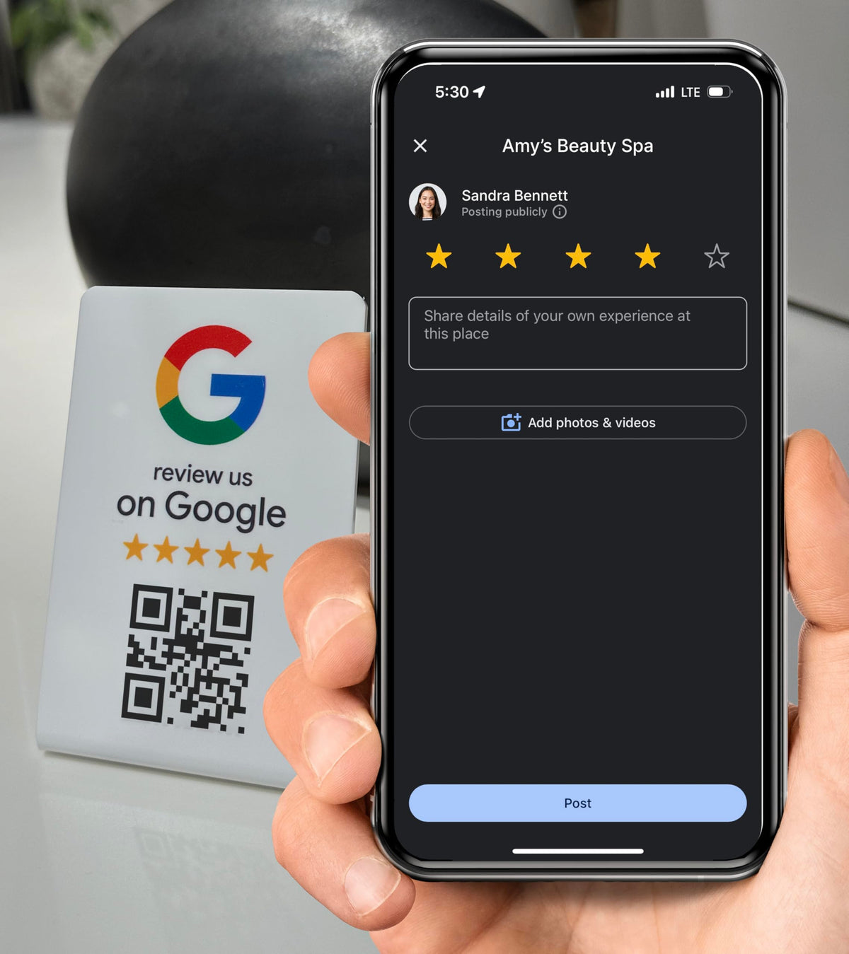 ProsperQR - Google Review Stand - NFC & QR Code, Easy Setup, For All Businesses (3-Pack)