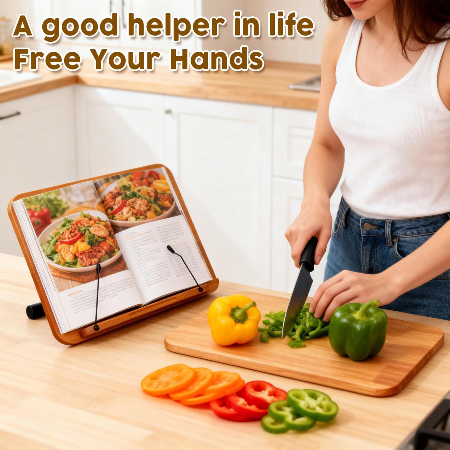 2 in 1 Dual-use Music Stand & Desktop Book Stand, Adjustable Height 16.5"-51", 100% Solid Wood Laptop Floor Stand Book Holder with Page Clips for Cookbooks, Sheet Music (Brown)