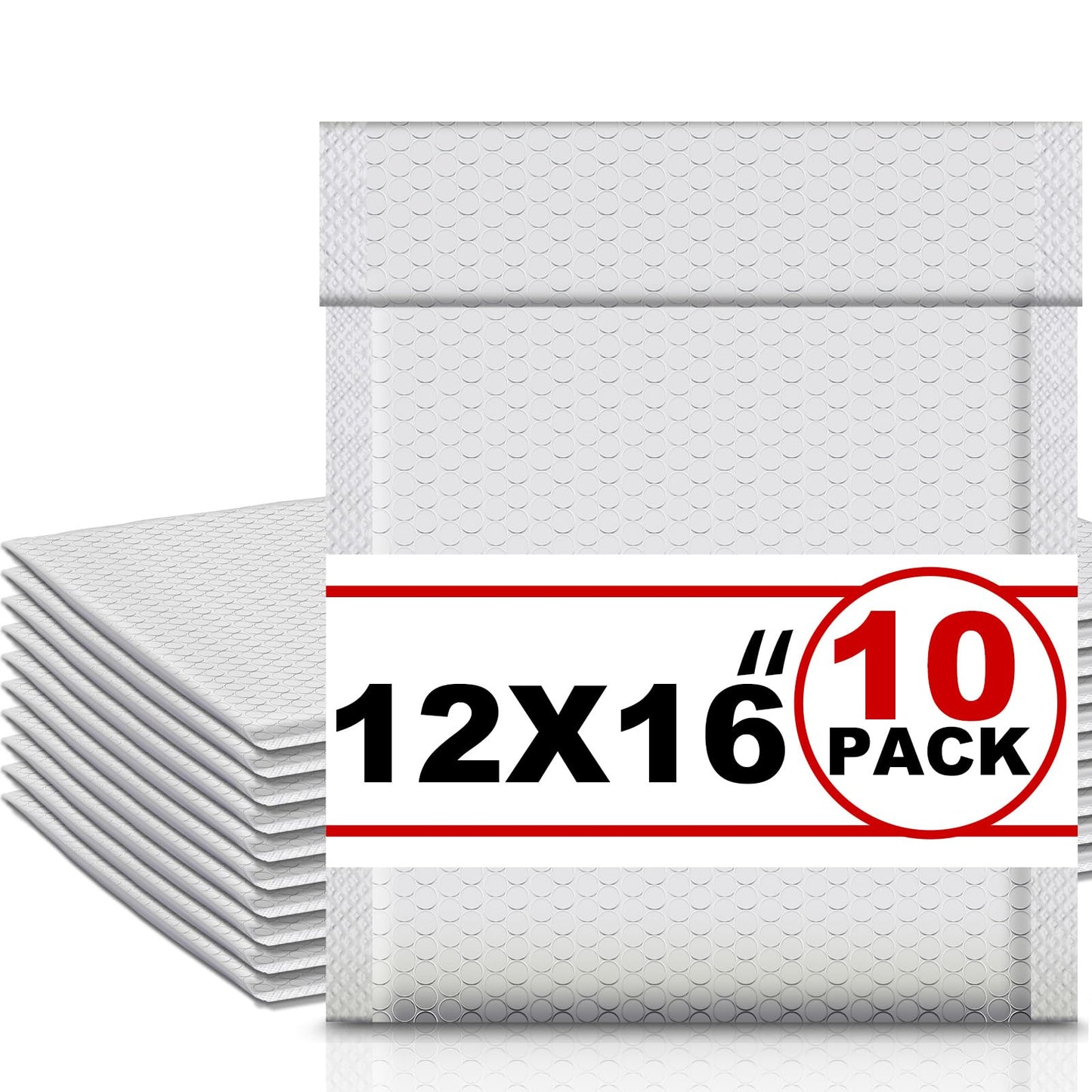 Ireer 10 Pack Extra Large 12 x 16" Bubble Mailers Poly Padded Envelopes Cushioned Mailing Envelopes Bubble Padded Mailers Self Adhesive Waterproof Shipping Bags for Business Christmas Gift Packaging