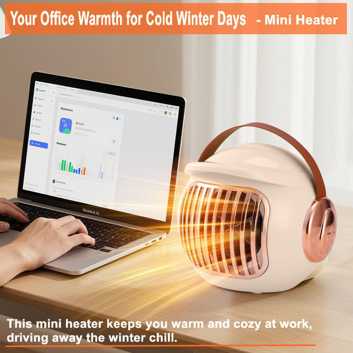 2 Pack Small Desk Heater for Office, Compact Personal Electric Heater with PTC Ceramic Fast Heating 500W, Energy Efficient for Indoor Use, Safe with Overheating & Tip-Over Protection