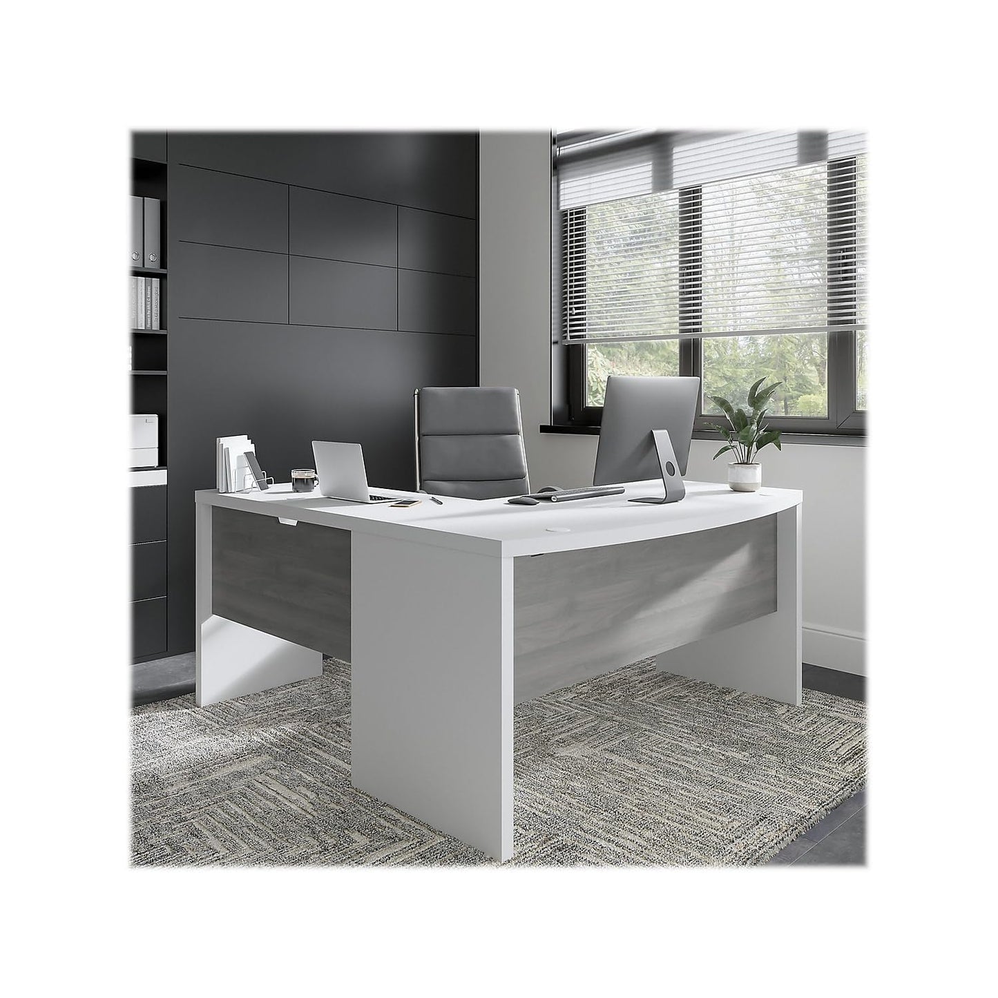 Bush Business Furniture L Shaped Computer Desk 72 inch with Credenza, PC Table and Low Storage Cabinet with Shelves for Home Office, Vista Collection, Modern, Beige