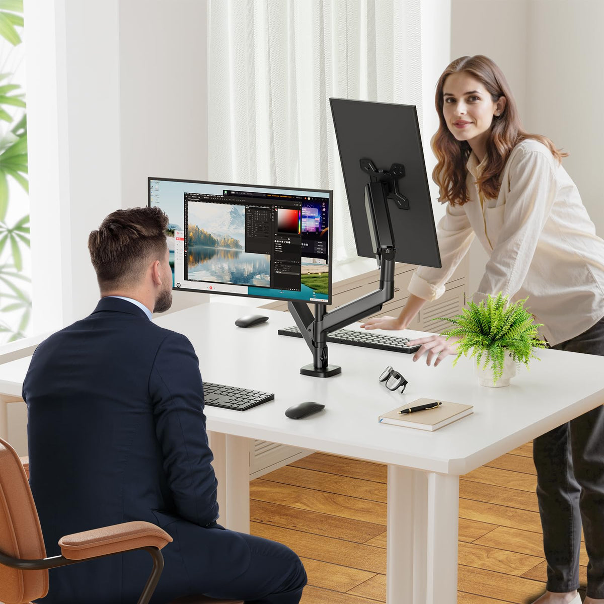 Simple Trending Dual Monitor Stand for 17-27 inch Computer Screens, Computer Stand, Adjustable Stand for 2 Monitors Holds up to 20 lbs, (Black)