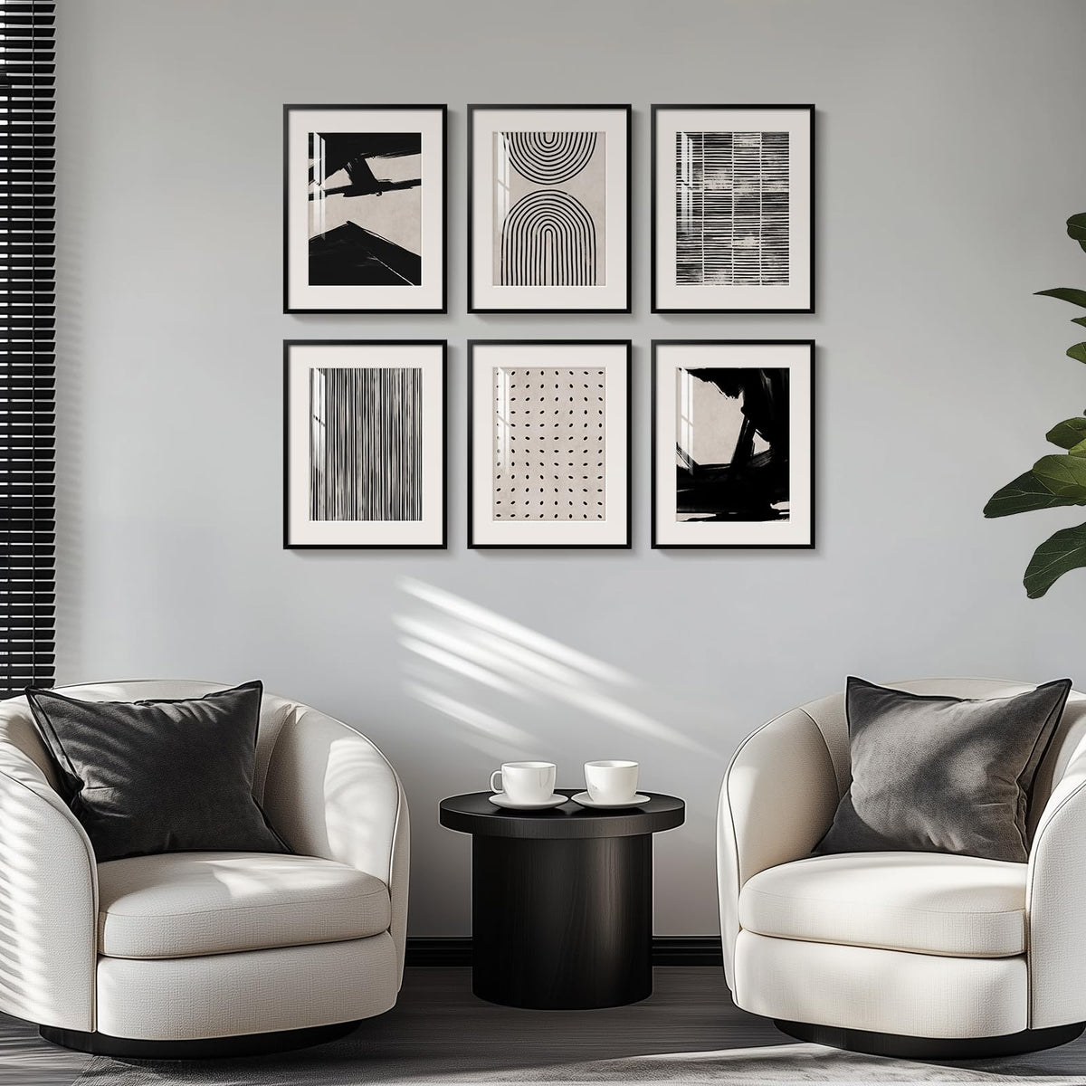 Framed Black and White Abstract Wall Art, 6 Pieces Modern Prints Paintings Artwork for Walls, Minimalist Abstract Pictures for Living Room Bedroom Dining Room Office Bathroom Wall Decor 11x14 Inch