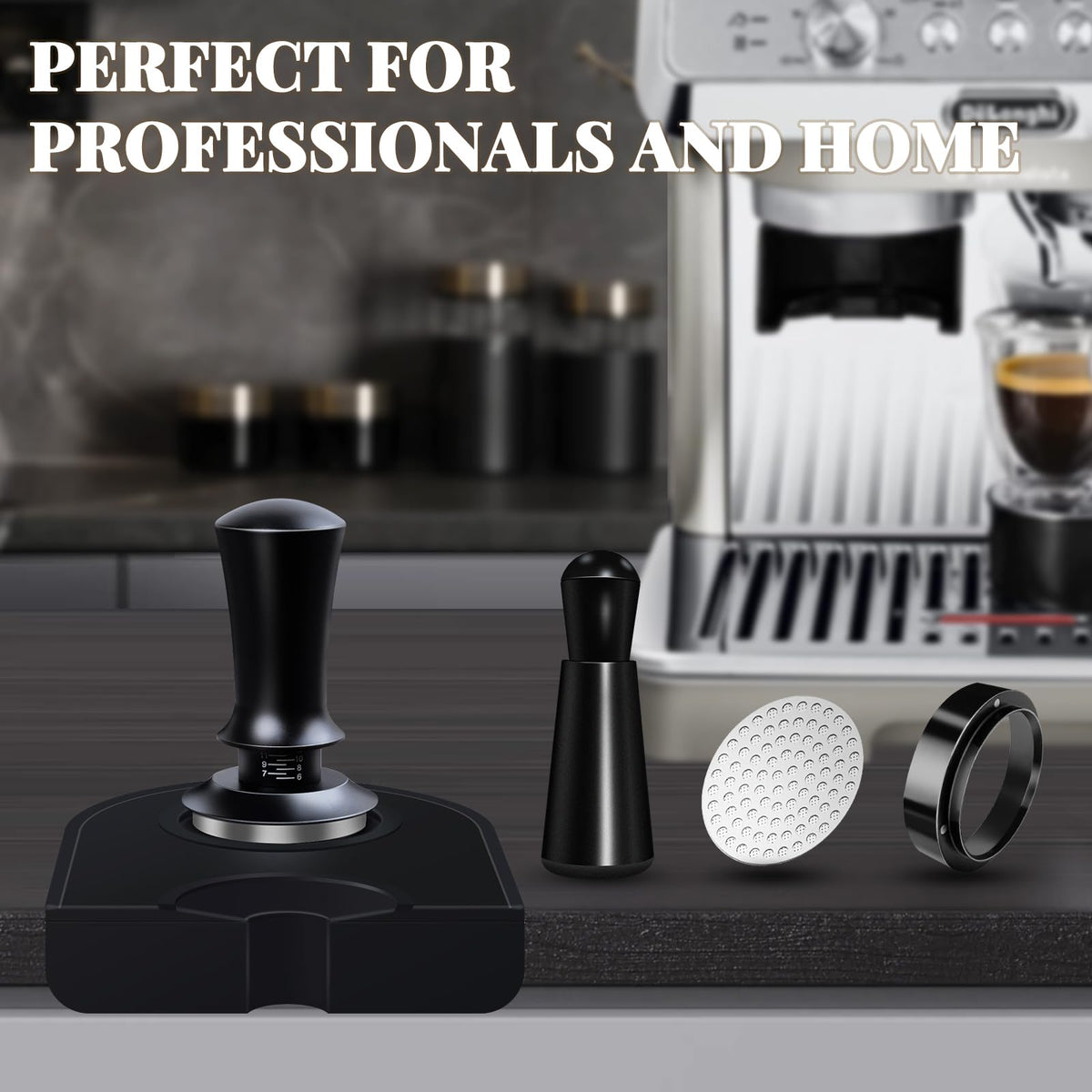Fosinsee Espresso Accessories Kit 51mm, Coffee Tamper Set with Espresso Tamper, WDT Tool, Espresso Tamper Mat, Espresso Dosing Funnel, Puck Screen, Espresso Tools for 51mm Coffee Machine Accessories