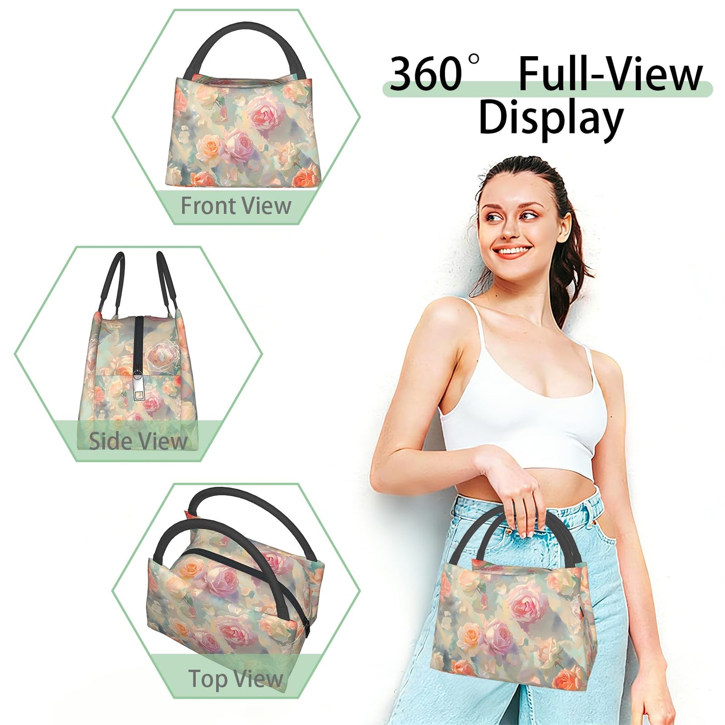 ainori Black Panther Insulated Lunch Box for Fantasy Lovers,Reusable Tote Bag with Mystical Forest,Portable Lunchbox Handbag,Makeup Bags Organizer Gifts for Work Office Travel Picnic,11x6.3x6.7in